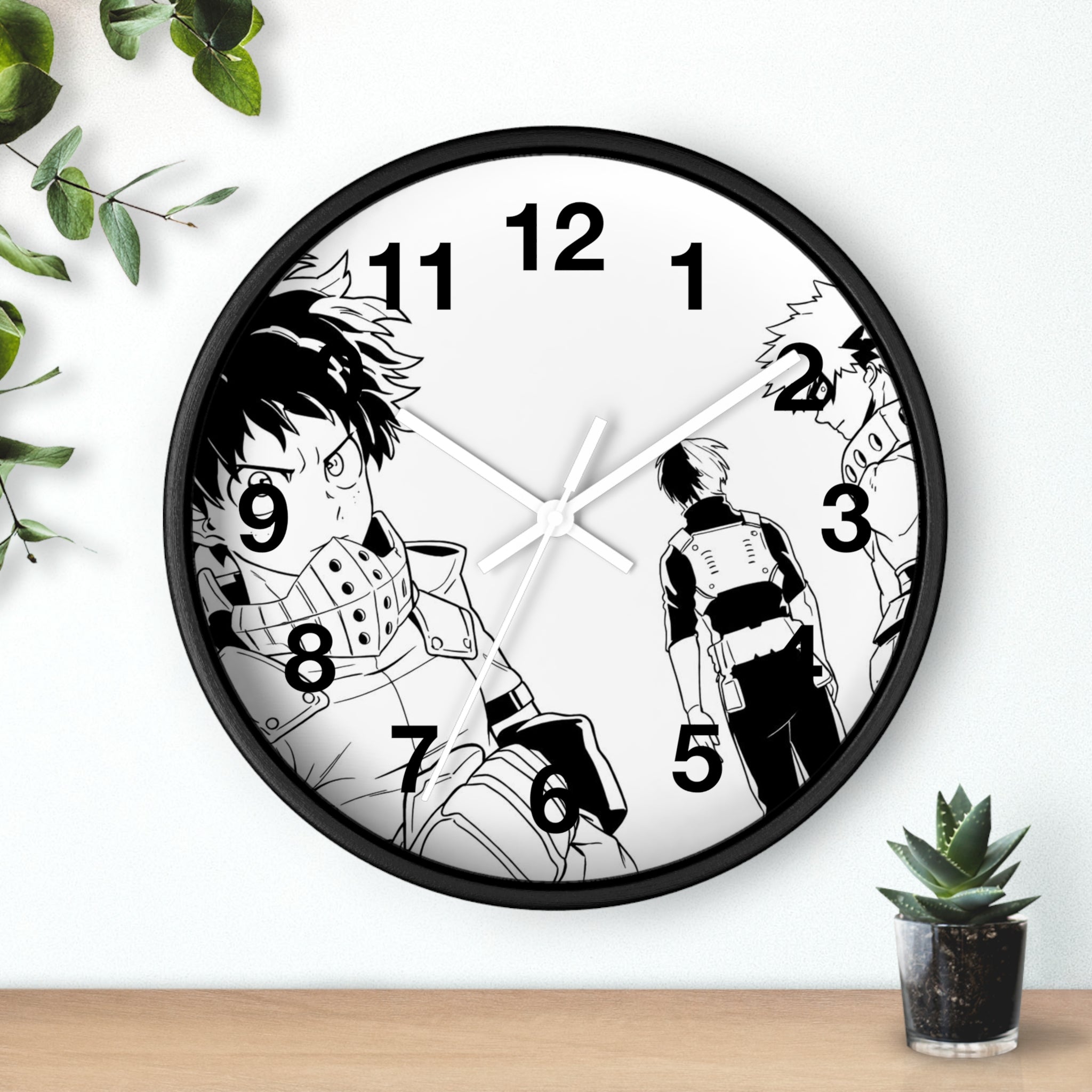 Black and White Anime Heroes Wall Clock | Manga Panel Timepiece