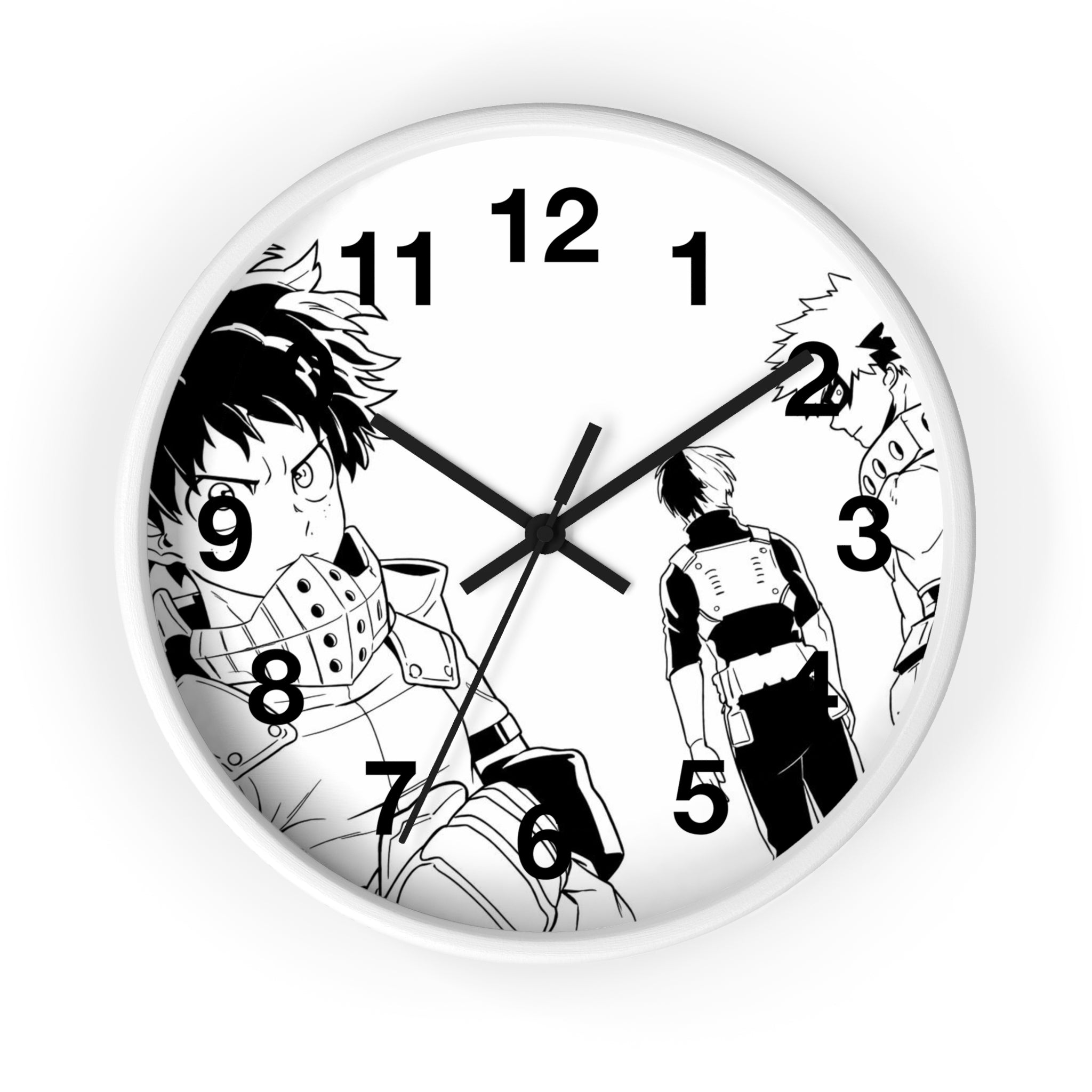 Black and White Anime Heroes Wall Clock | Manga Panel Timepiece