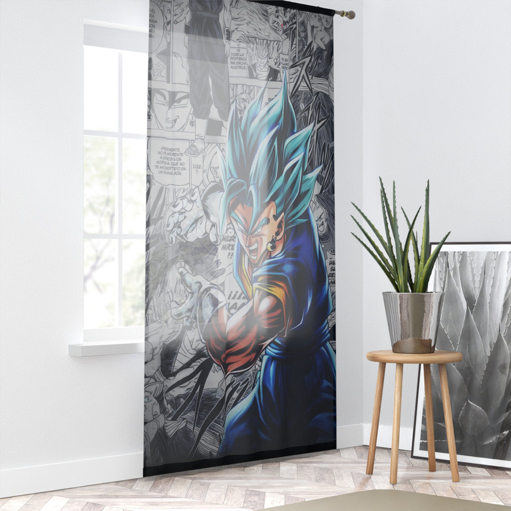 Blue Super Saiyan Warrior Window Curtain | Anime Manga Panel Background