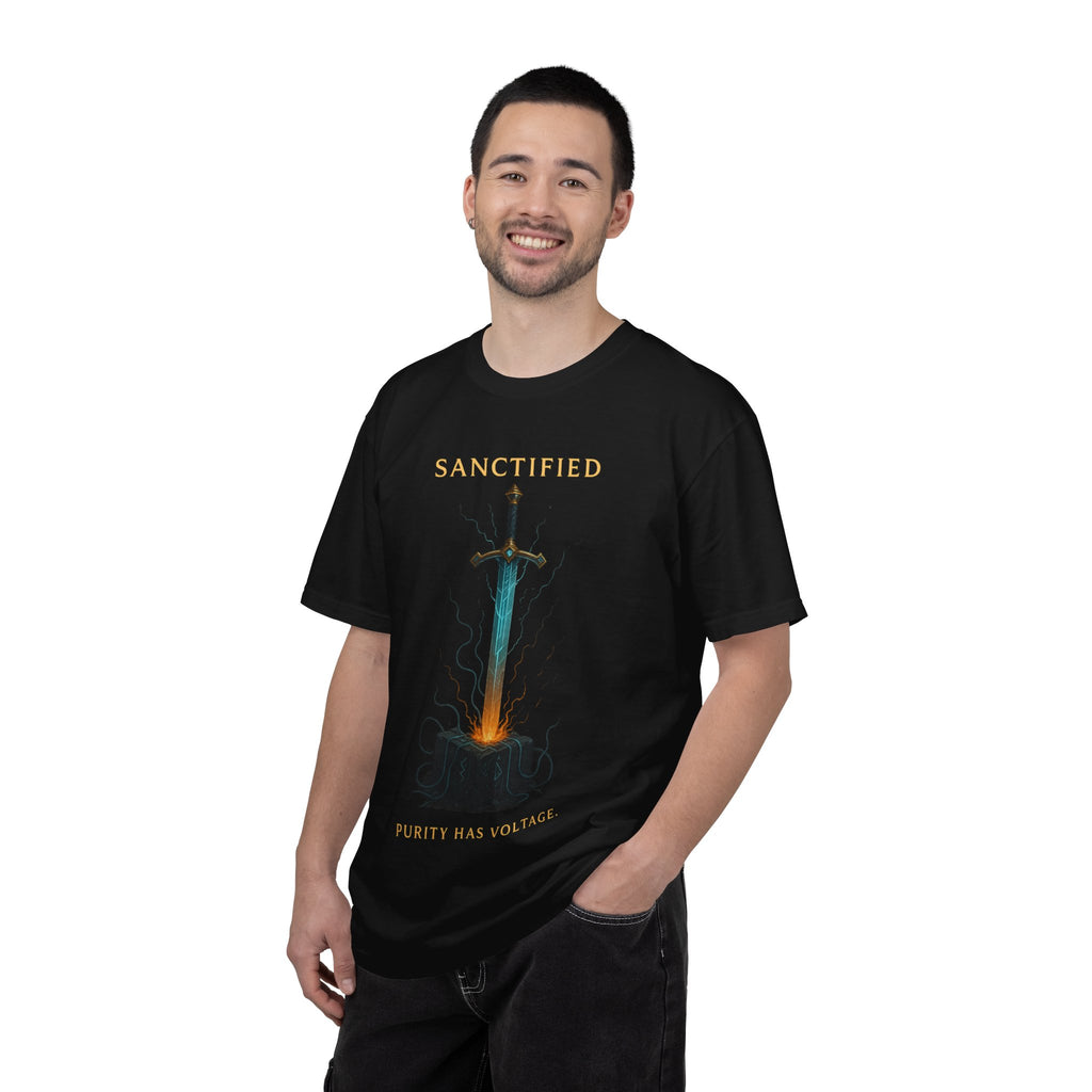 Sanctified Sword Unisex Garment-Dyed T-shirt, Vintage Style Tee, Unique Gift for Gamers & Fantasy Lovers, Spiritual Fashion, Everyday Wear