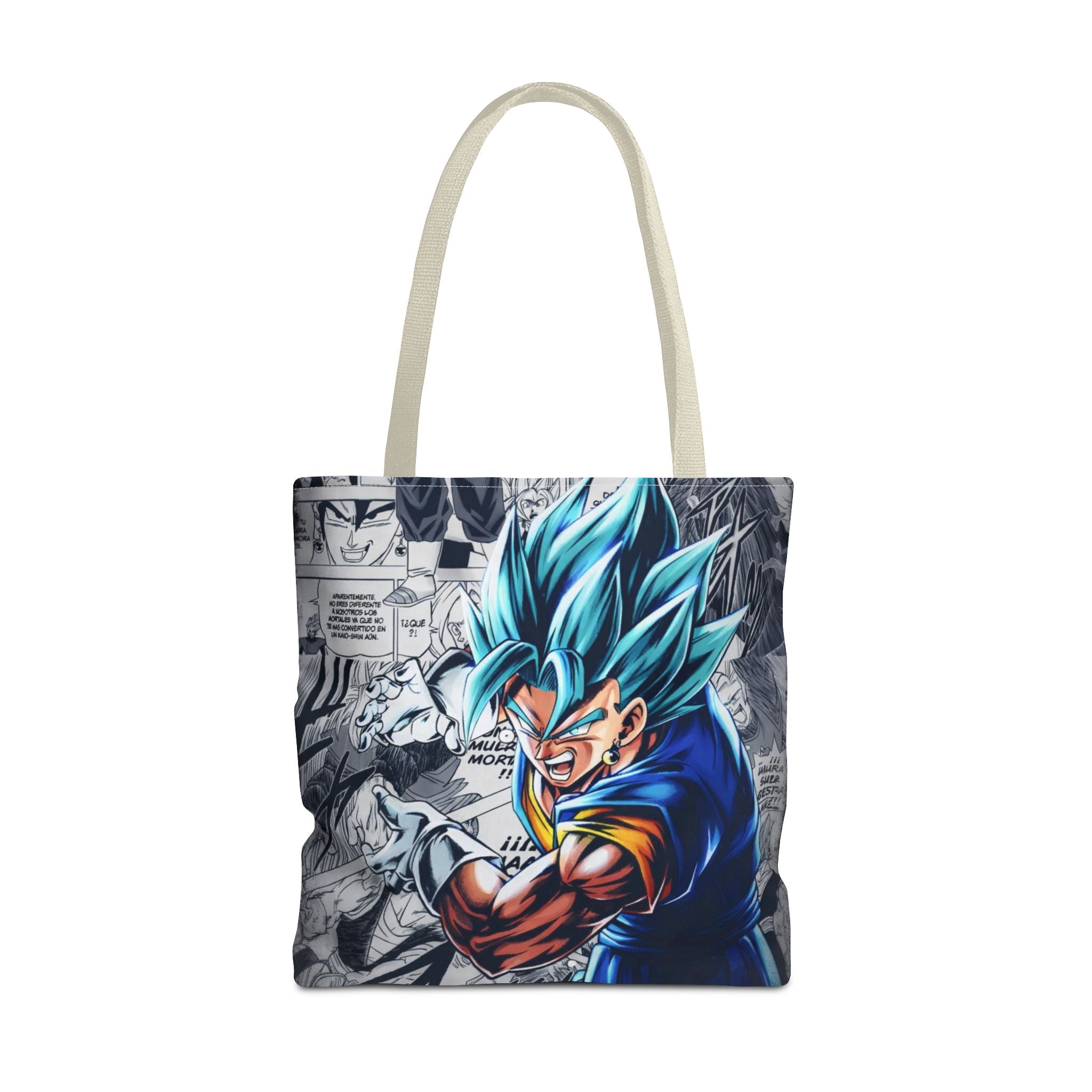 Blue Super Saiyan Illustration Tote Bag | Anime Manga Panel Background