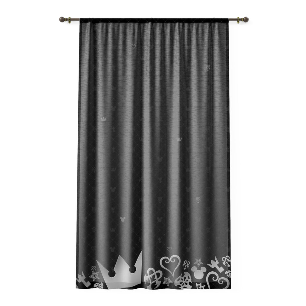 Crown Hearts Pattern Window Curtain | Sheer Black Decorative Curtain Panel