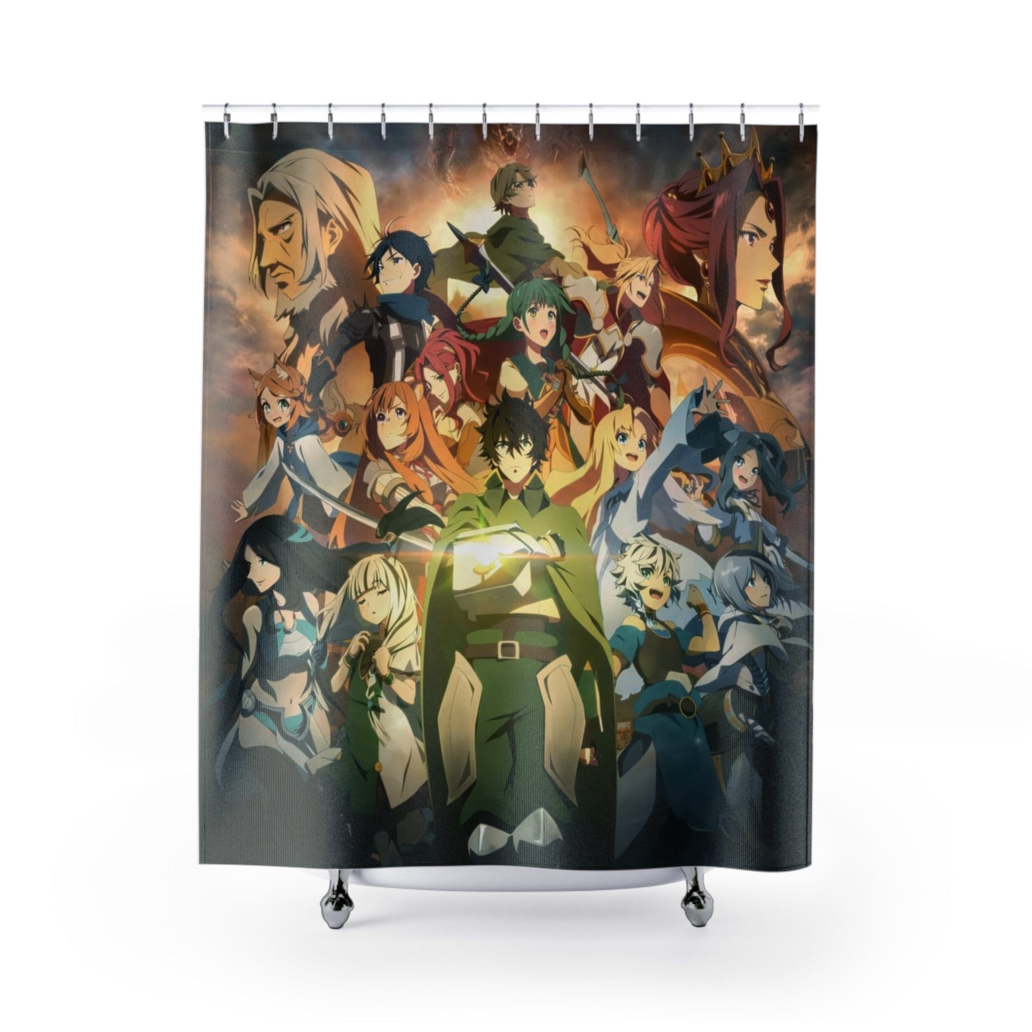 Isekai Anime Characters Shower Curtain | Fantasy Adventure Bathroom Decor