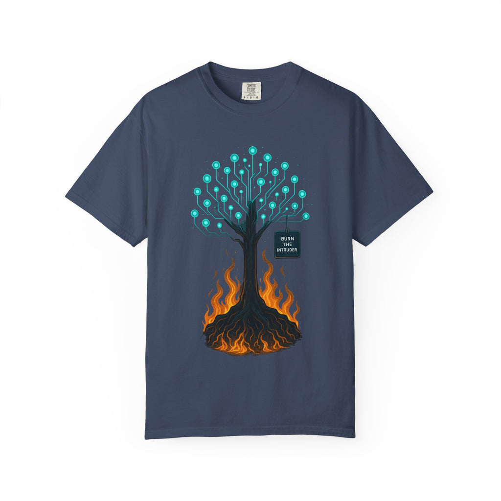 Nature-Inspired Unisex T-Shirt, Eco-Friendly Tee, Tree and Flames Design, Casual Wear, Gift for Nature Lovers