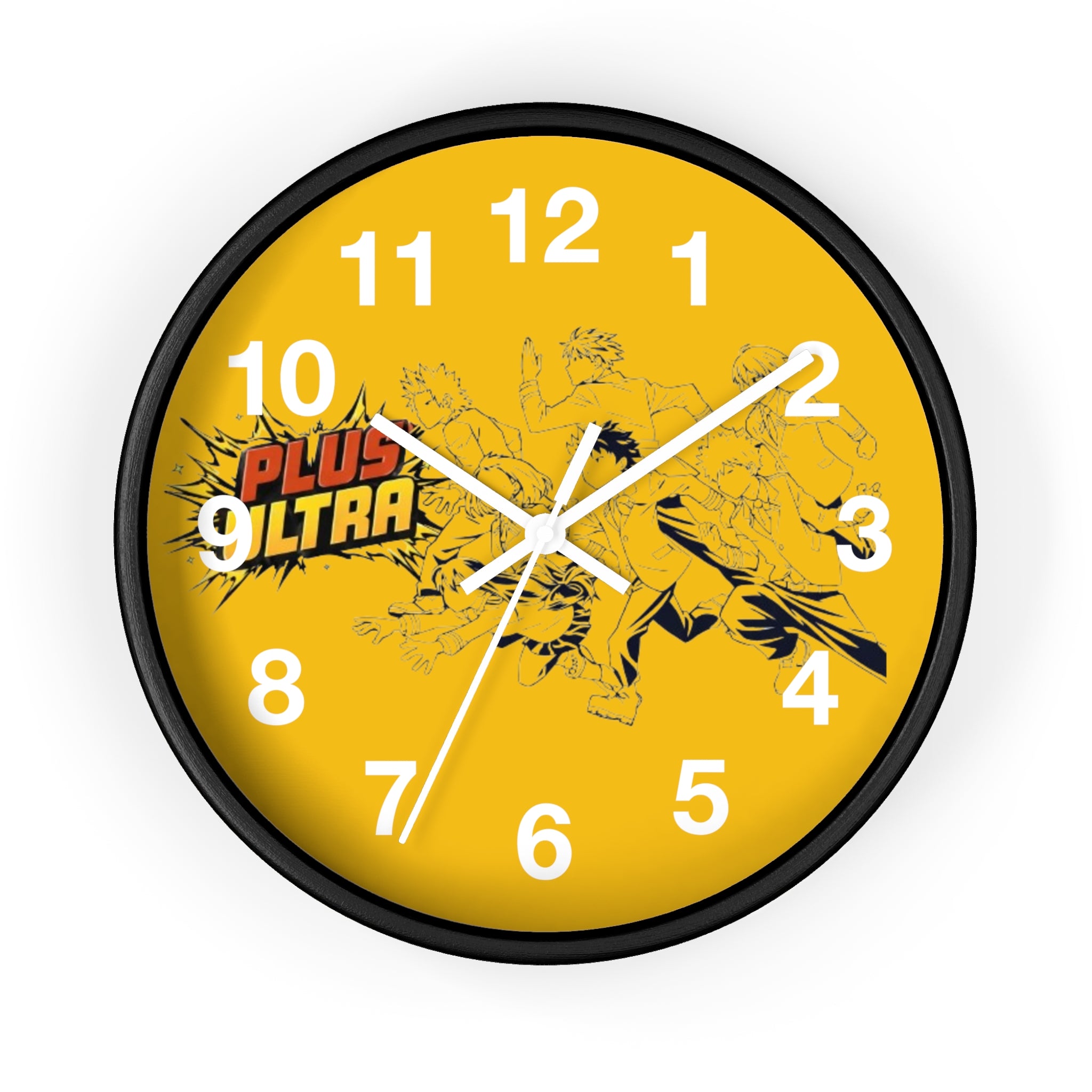 Plus Ultra Heroes Wall Clock | Yellow Anime Action Clock