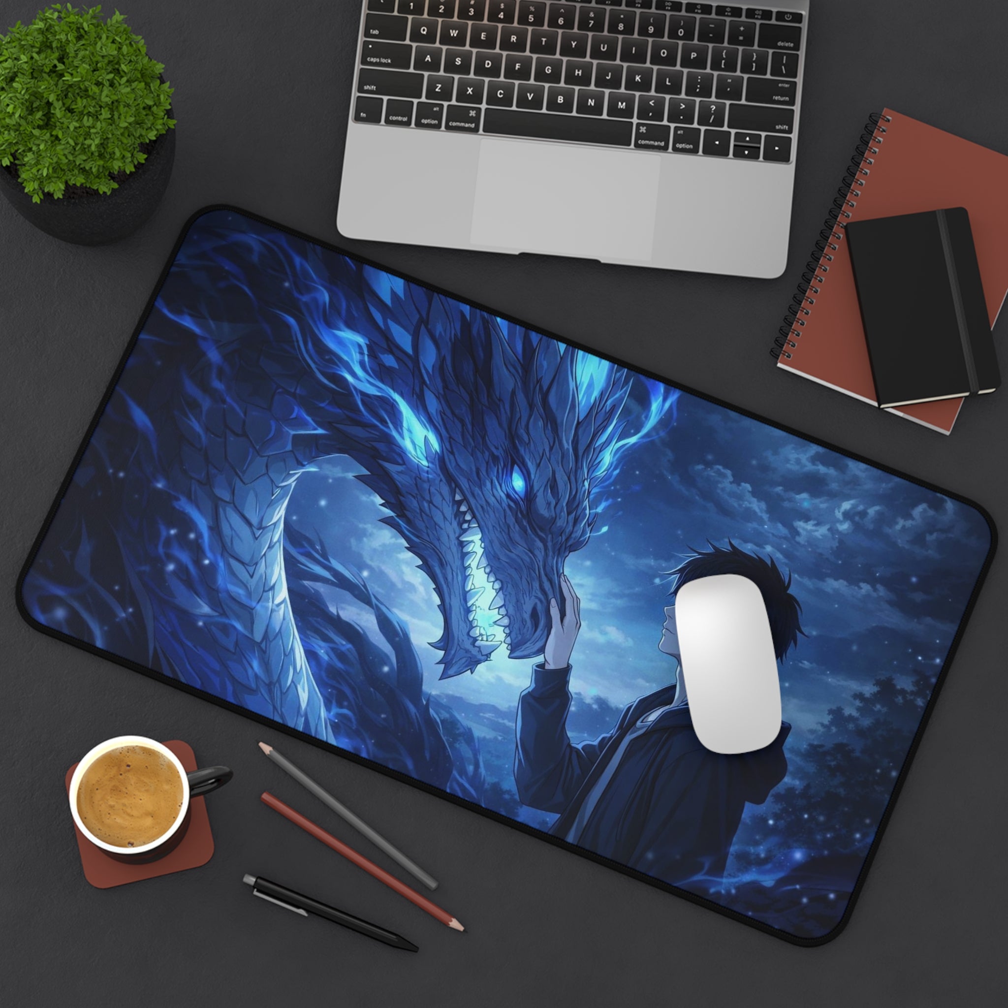 Dragon Bond Desk Mat — Anime Blue Dragon Gaming Mouse Pad