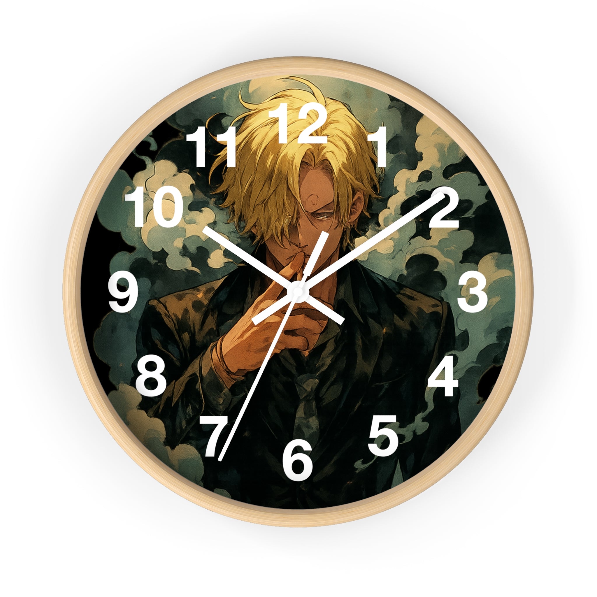 Blond Anime Man Smoking Wall Clock | Illustrated Character, Dark Moody Art