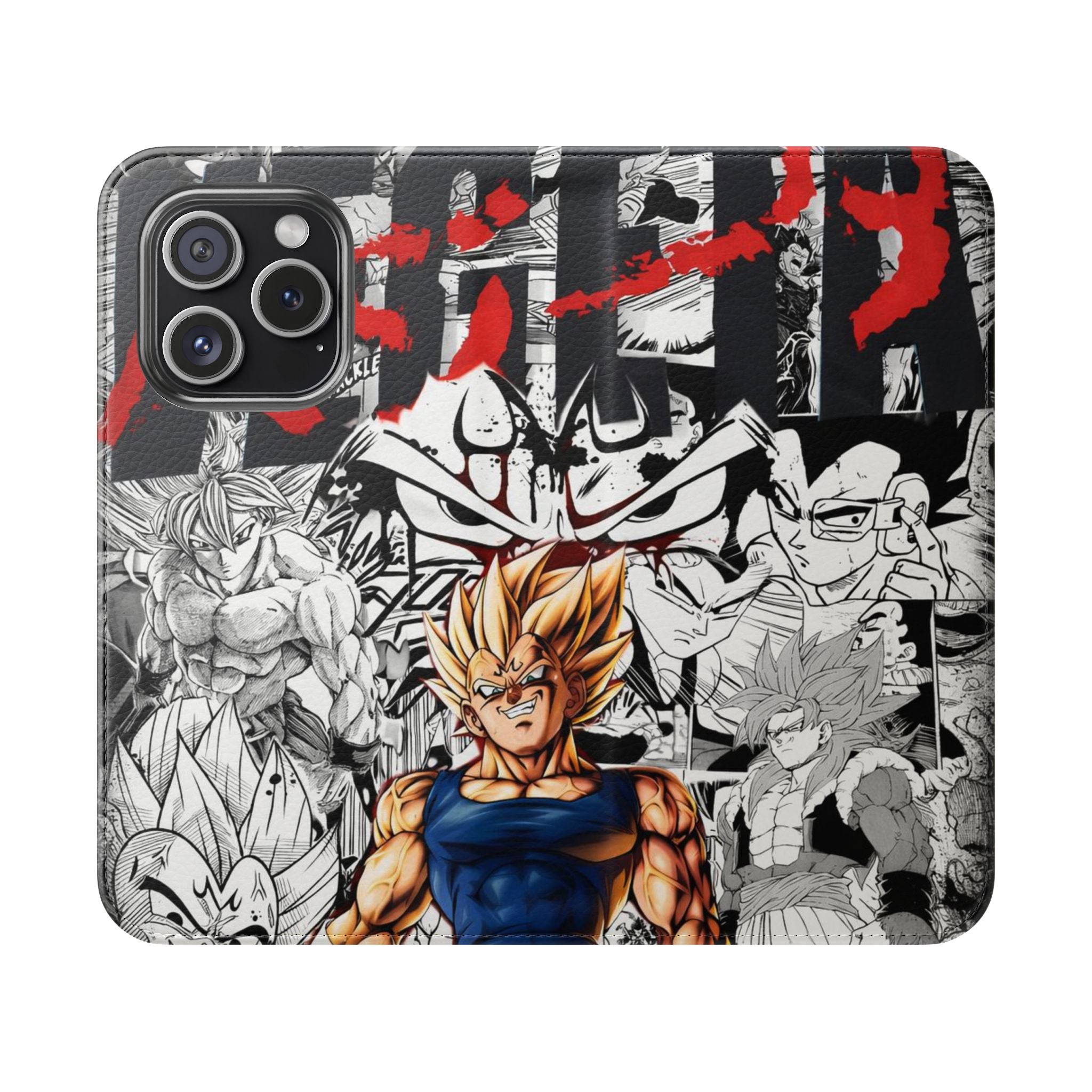 Anime Saiyan Collage Flip Case — Super Saiyan Goku Phone Wallet