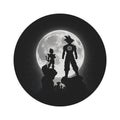 Silhouette Saiyan Moon Round Rug | Anime Dragon Warrior Moonlight