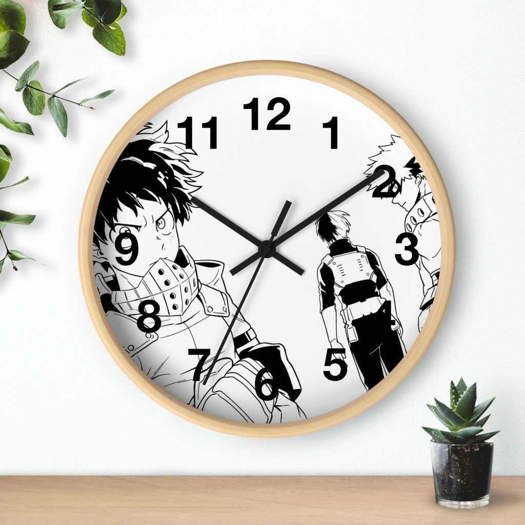 Black and White Anime Heroes Wall Clock | Manga Panel Timepiece
