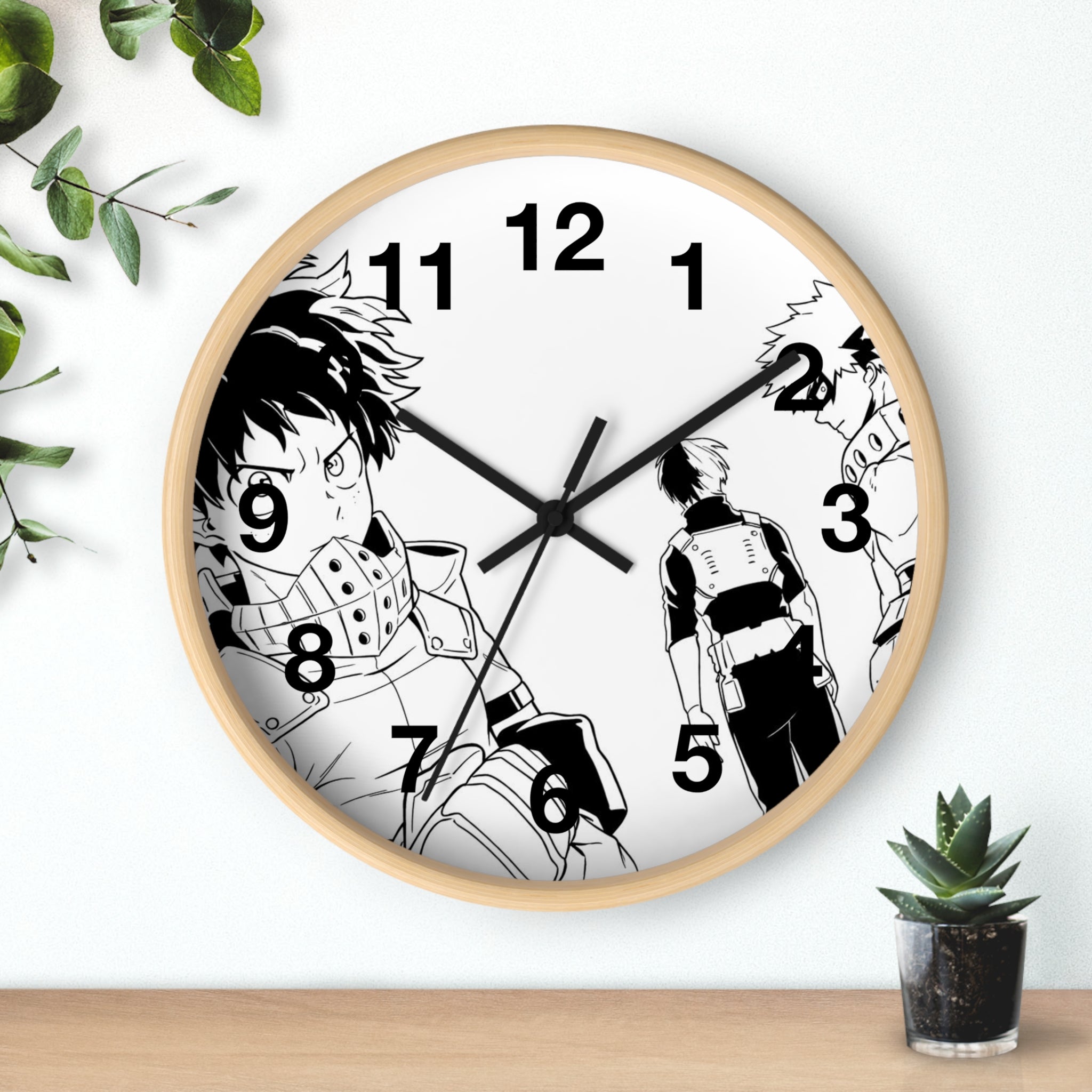 Black and White Anime Heroes Wall Clock | Manga Panel Timepiece