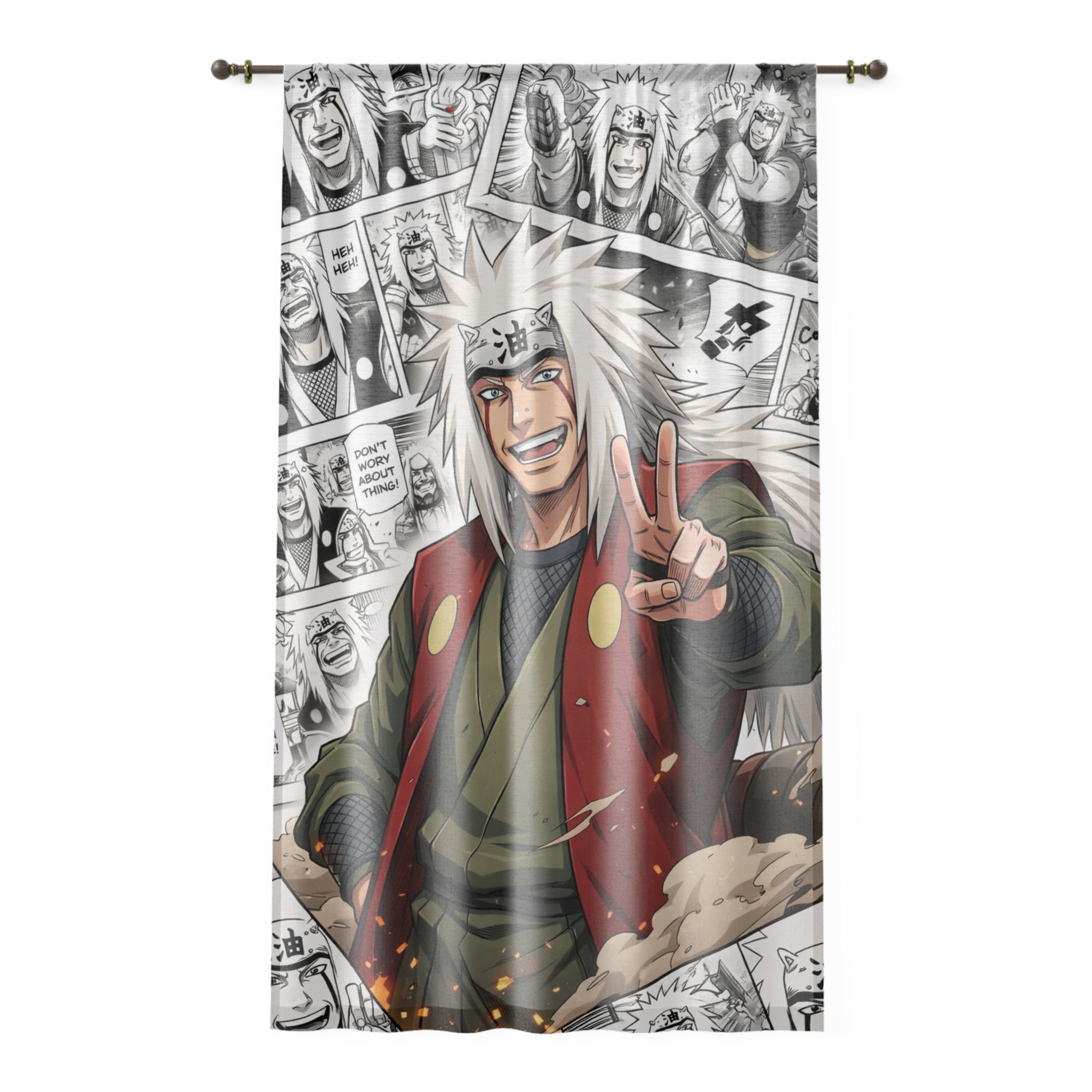 Anime Window Curtain — Jiraiya Manga Collage Panel Design