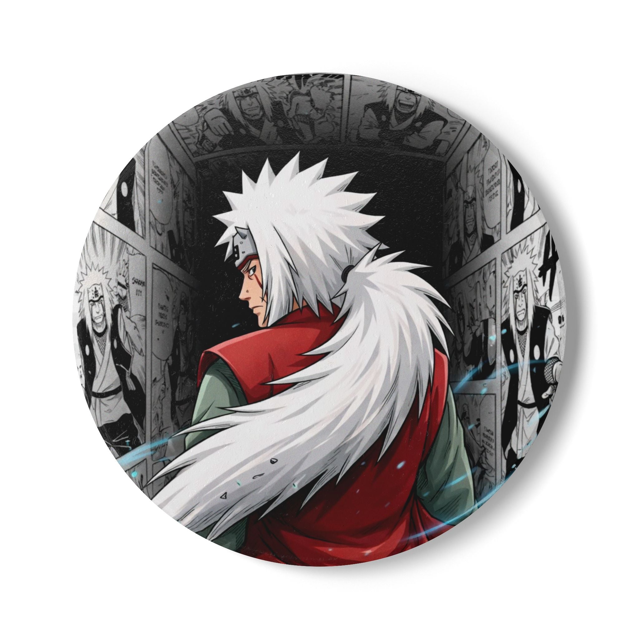 Anime Shinobi Jiraiya Ceramic Coaster | Round Cork Back