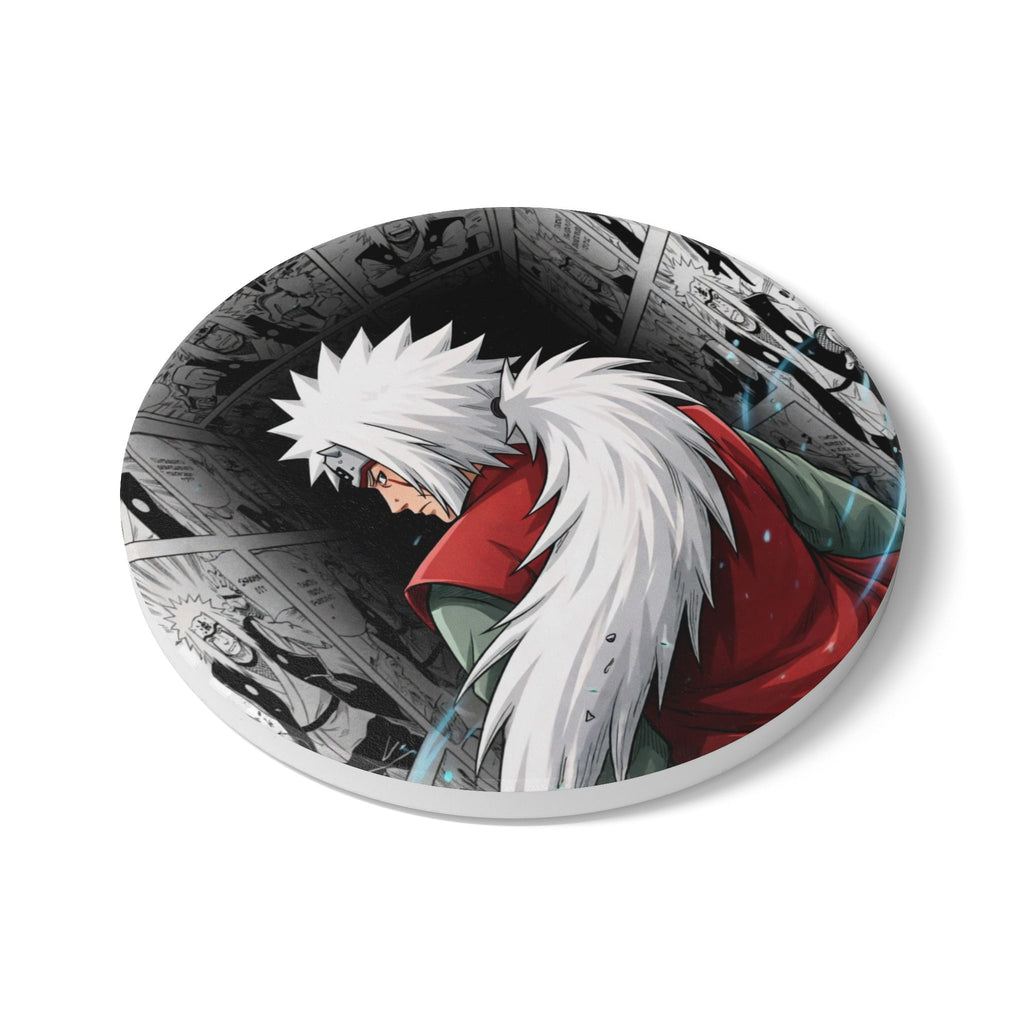 Anime Shinobi Jiraiya Ceramic Coaster | Round Cork Back