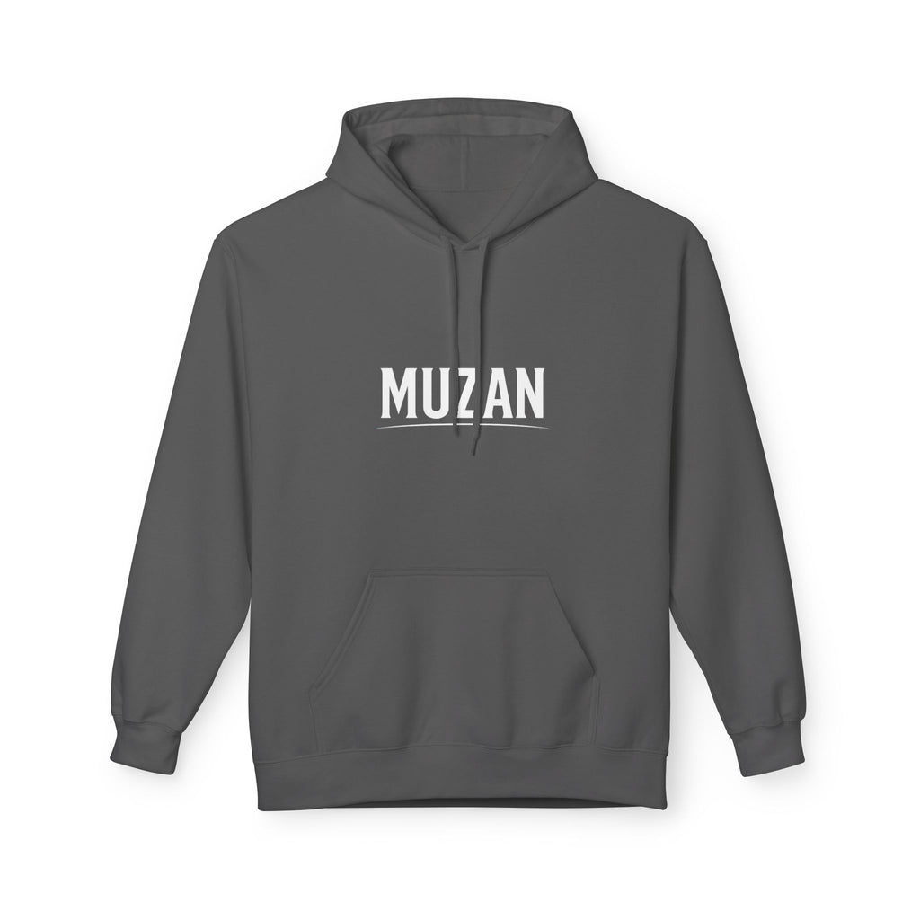 Stylish Unisex Fleece Hoodie with MUZAN Design, Perfect for Casual Wear, Gifts, Anime Fans, Cozy Layering, Unique Apparel