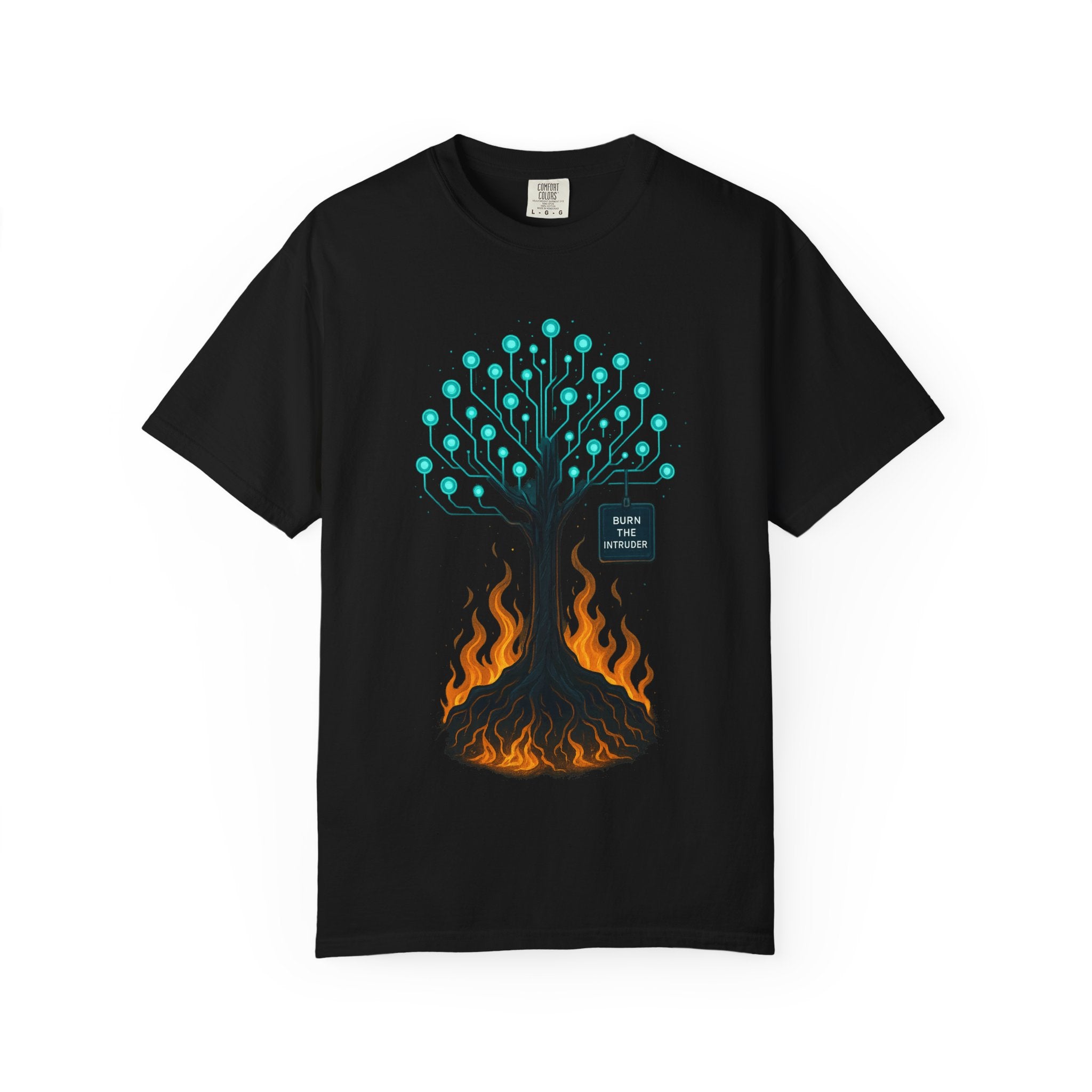 Nature-Inspired Unisex T-Shirt, Eco-Friendly Tee, Tree and Flames Design, Casual Wear, Gift for Nature Lovers