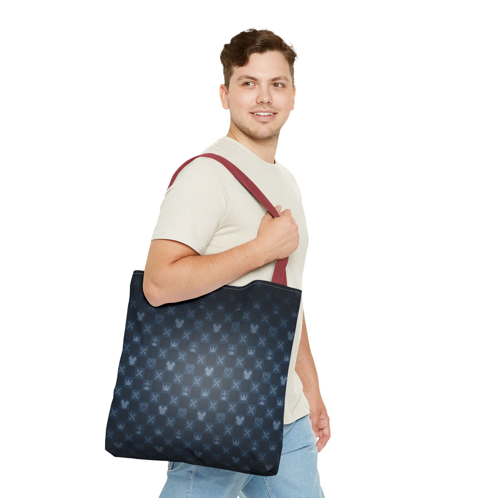 Dark Blue Patterned Monogram Tote | All-Over Print Tote