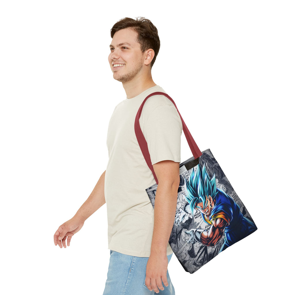 Blue Super Saiyan Illustration Tote Bag | Anime Manga Panel Background