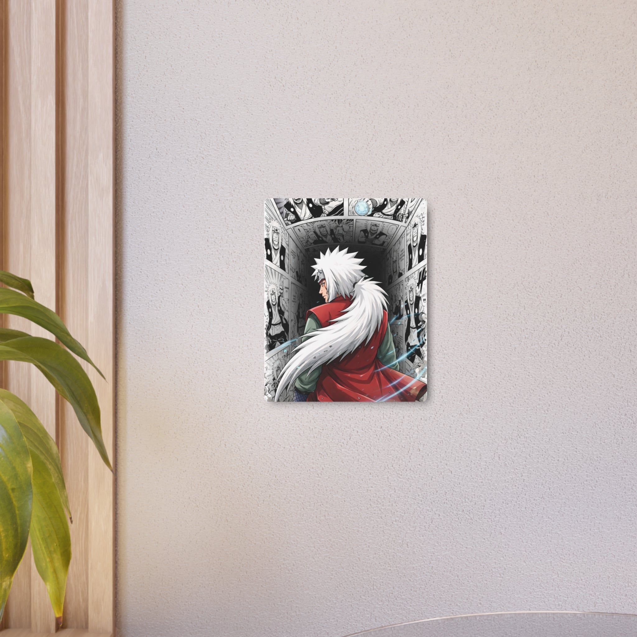 White-Haired Ninja Illustration Metal Art Sign | Anime Manga Wall Decor