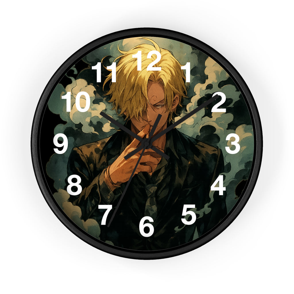 Blond Anime Man Smoking Wall Clock | Illustrated Character, Dark Moody Art