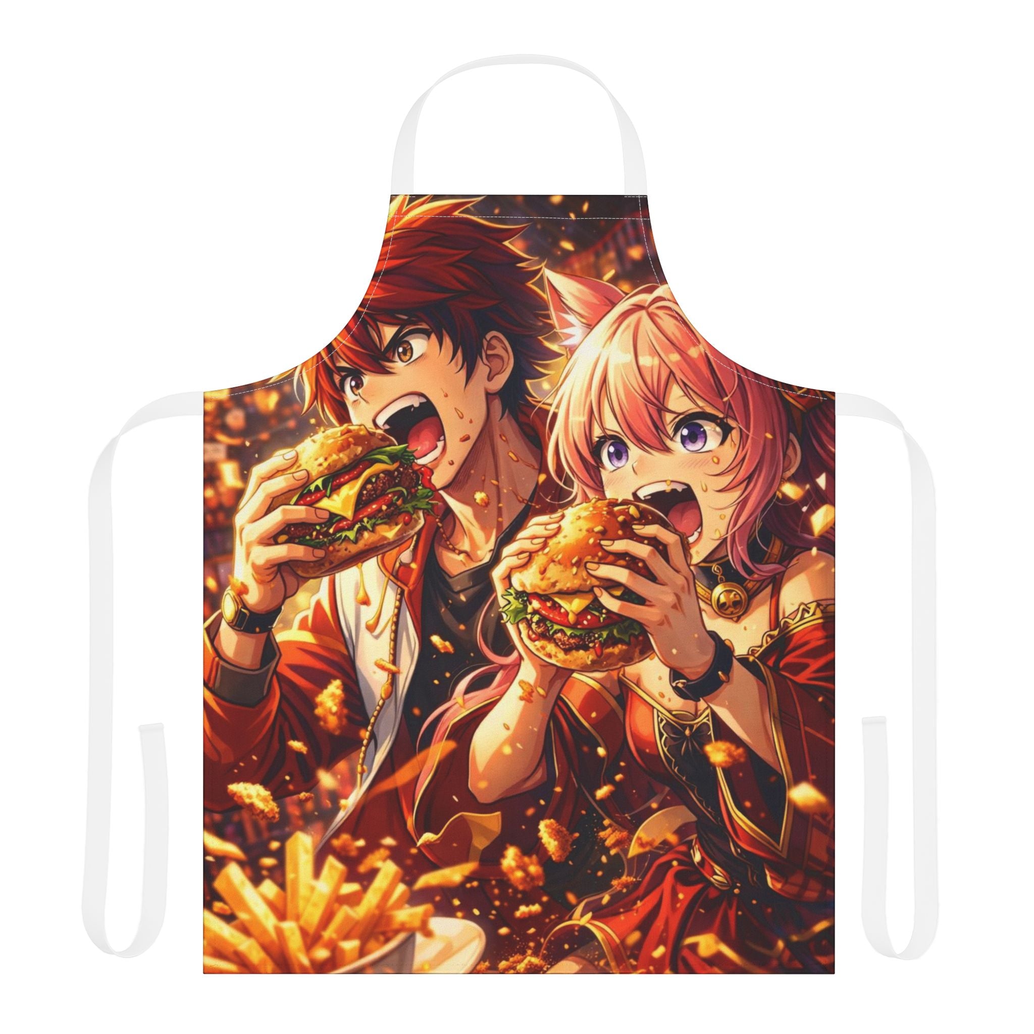 Anime Characters Eating Burgers Apron | AOP 5-Color Straps