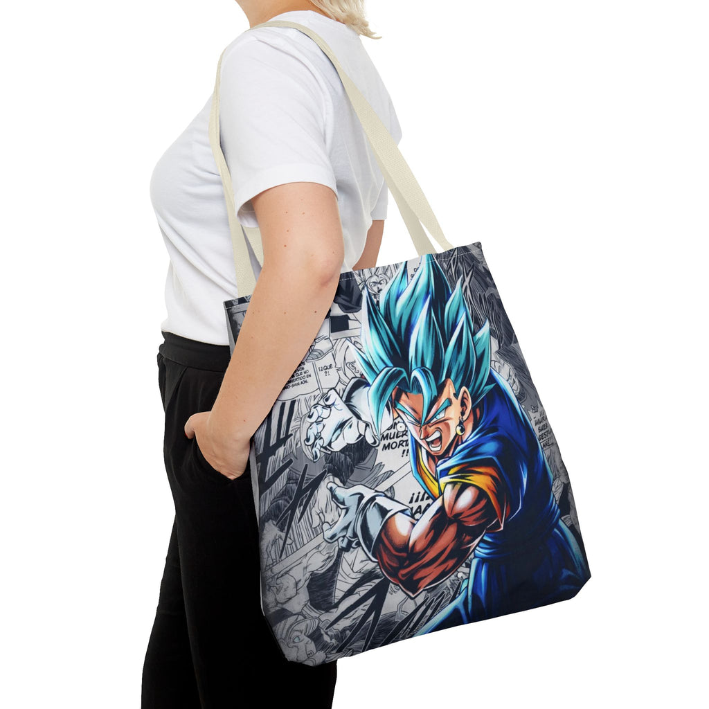 Blue Super Saiyan Illustration Tote Bag | Anime Manga Panel Background