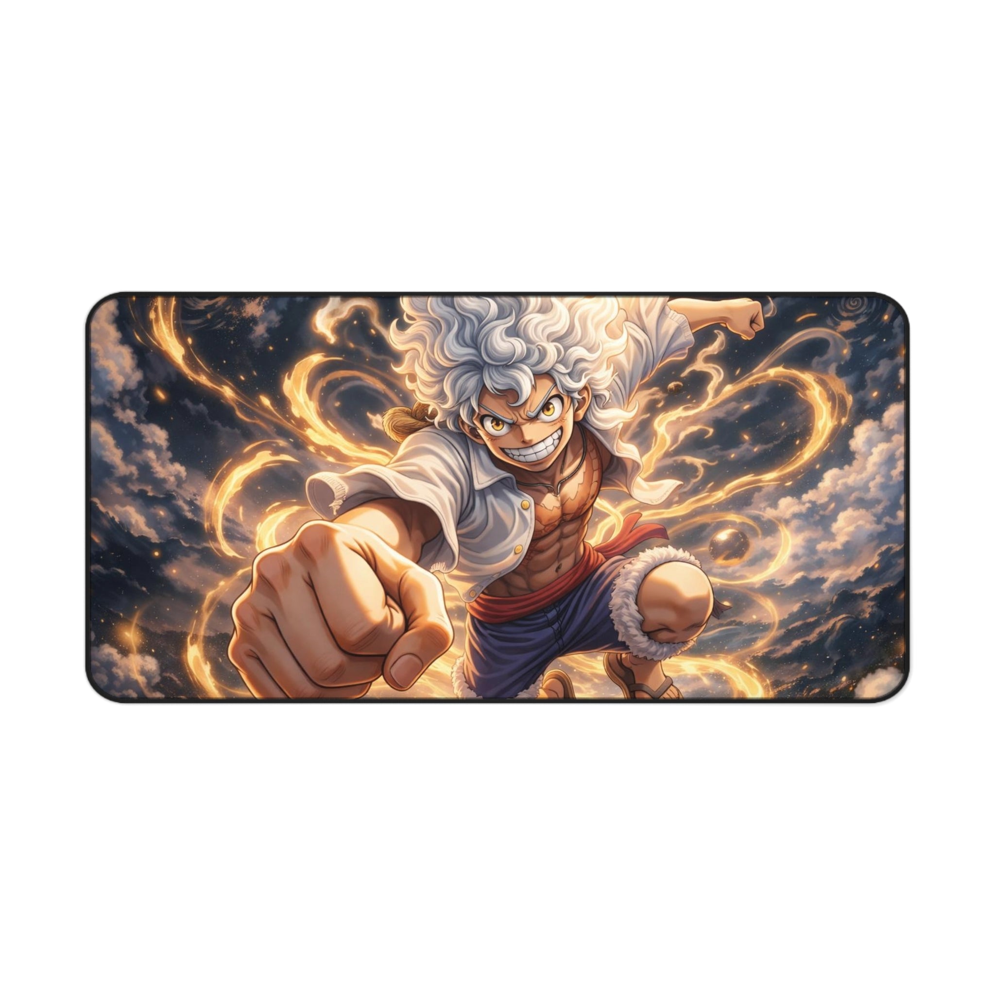 Anime Lightning Warrior Desk Mat — Energetic Gaming & Workstation Mouse Pad