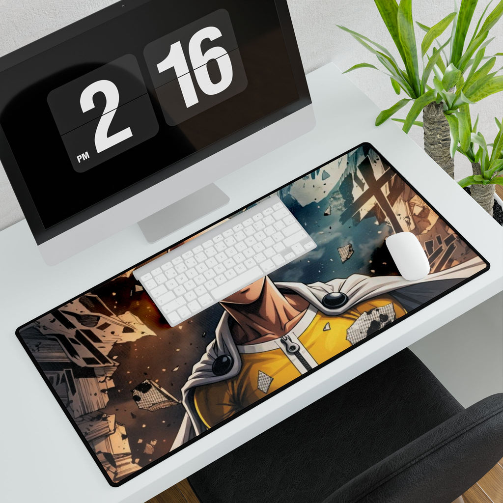Saitama One Punch Man Desk Mat | Anime Gaming Mousepad, Oversized Desk Pad