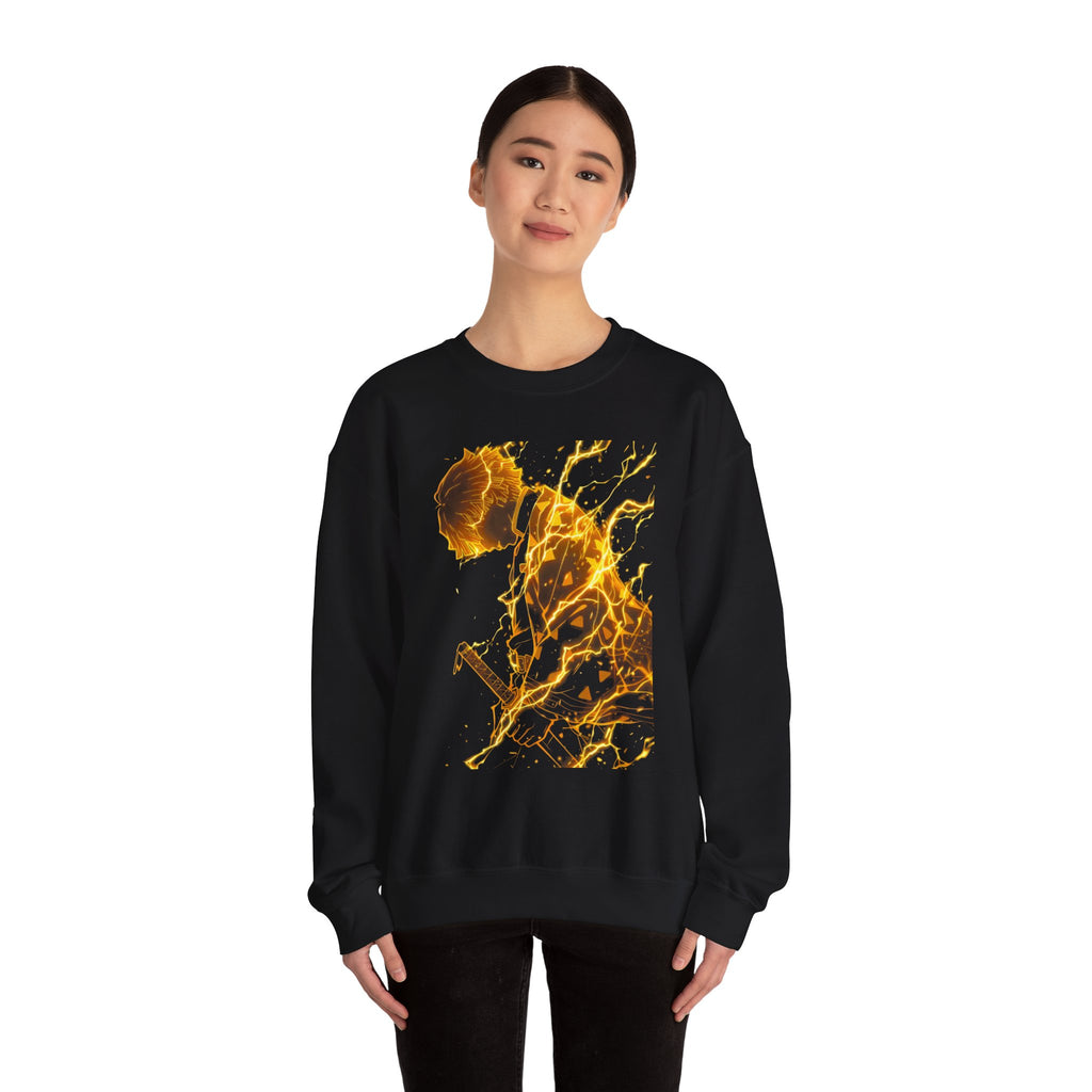 Fiery Guitarist Illustration Sweatshirt | Electric Music Rock Art