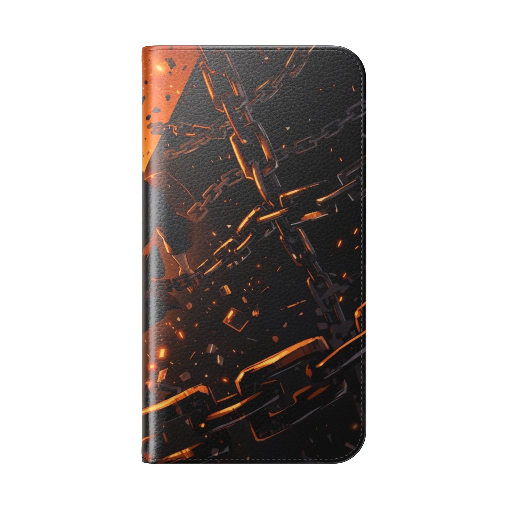 Samurai Flame Illustration Flip Phone Case - Magnetic Wallet Cover