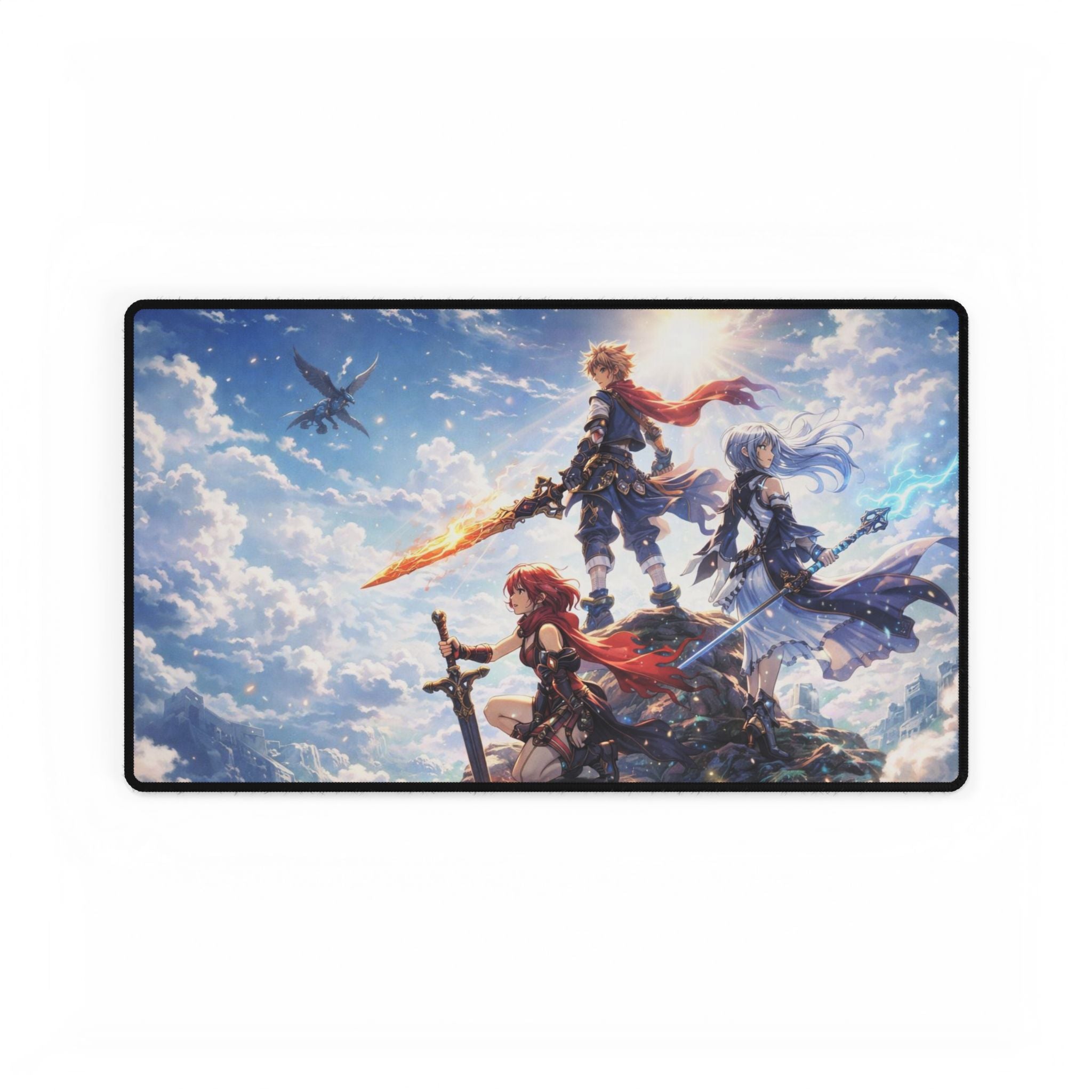 Wind-Scape Fantasy Heroes Desk Mat | RPG Characters, Sky Battle Artwork