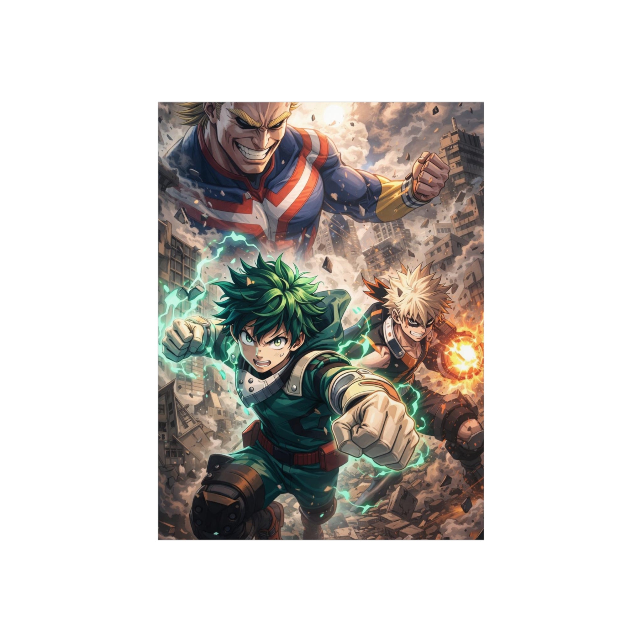 Anime Action Foam Board Poster — Dynamic Hero Trio Wall Art