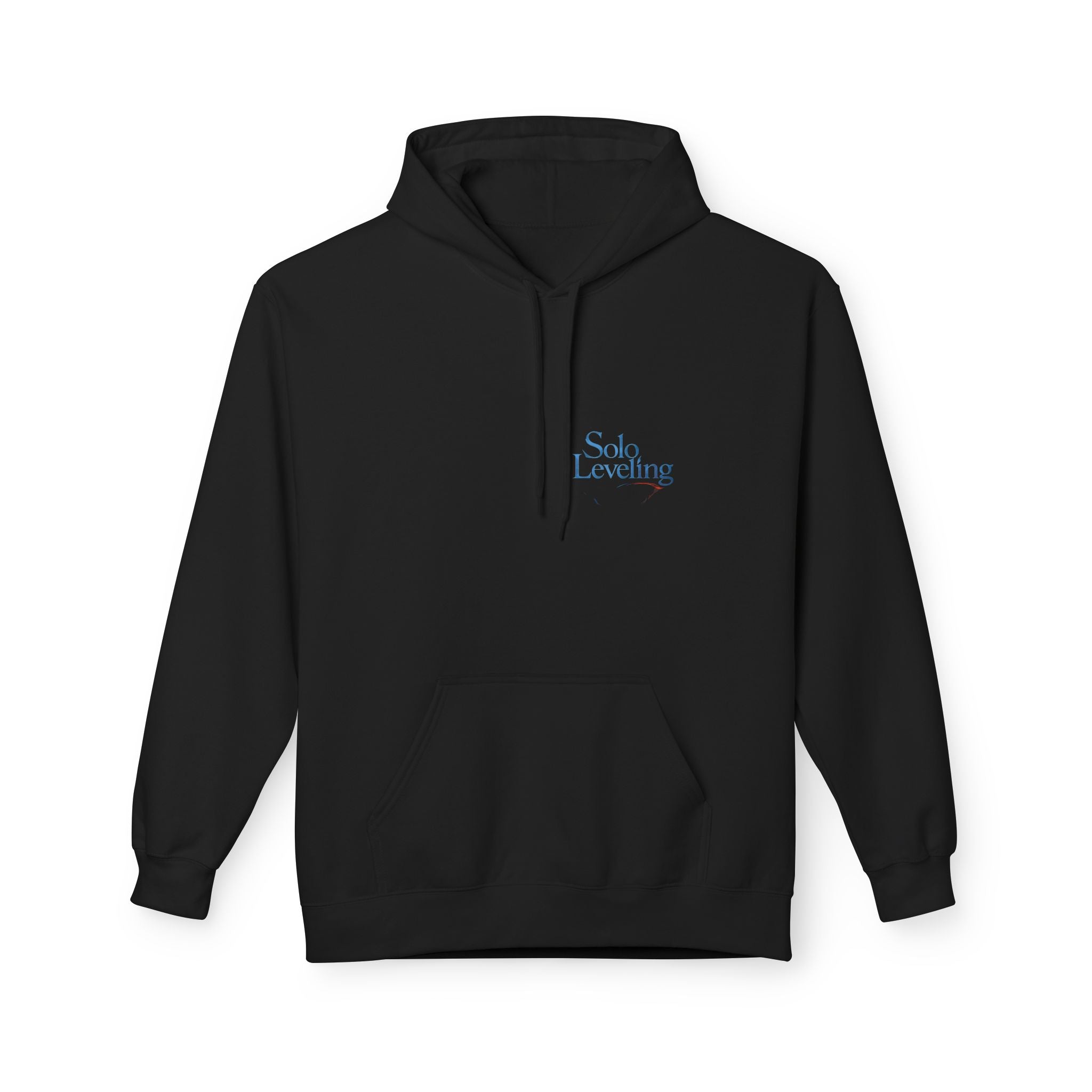 Solo Leveling silhouette design Hoodie | dark anime backprint, small chest logo