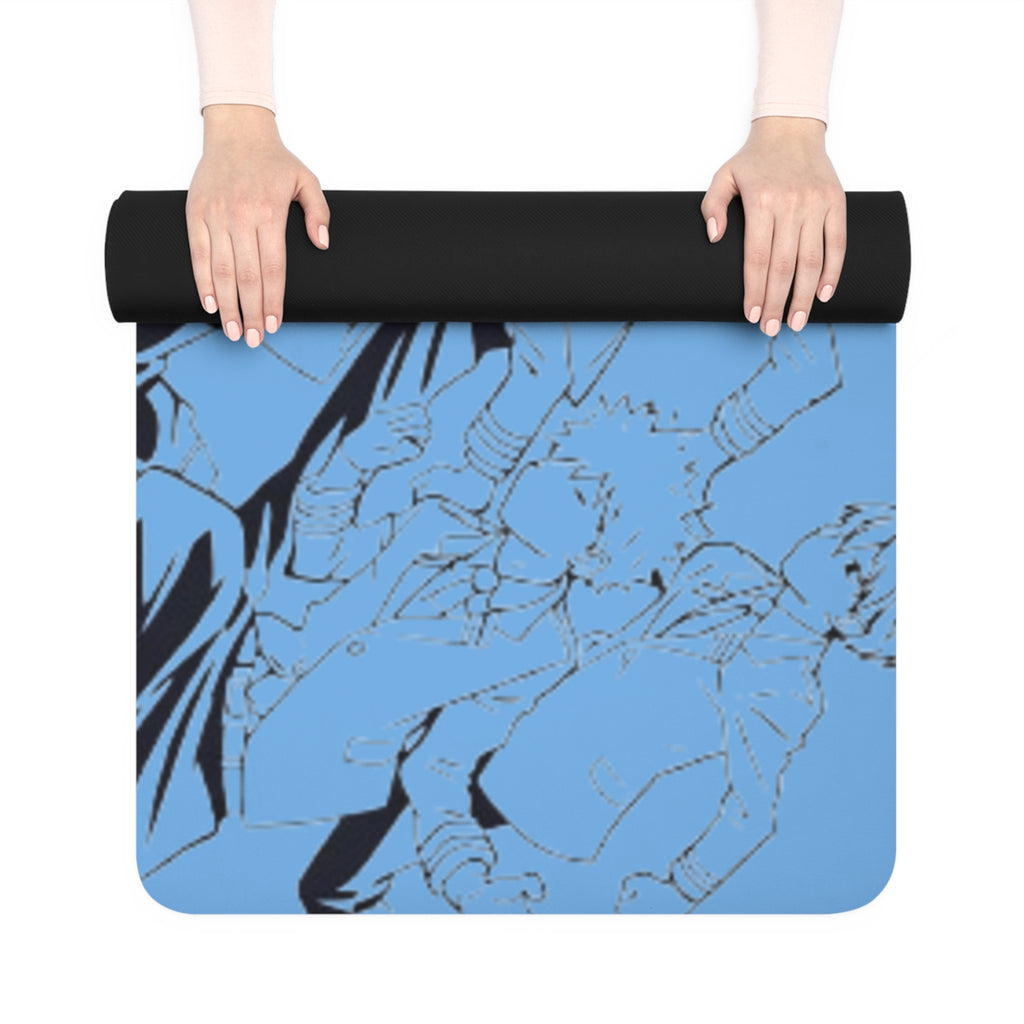 Plus Ultra Anime Explosion rubber yoga mat | blue hero graphic