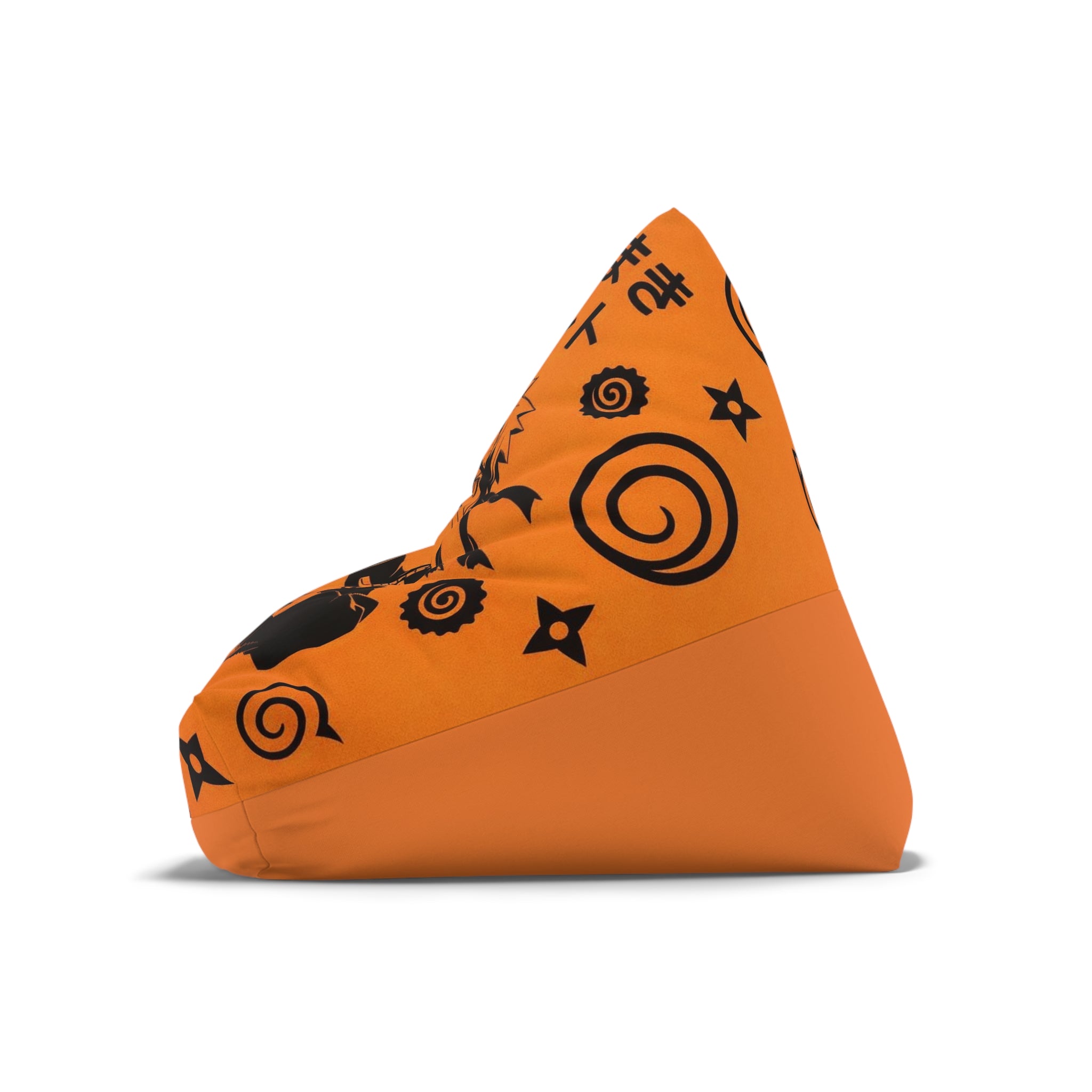 Anime Ninja Illustration Bean Bag Chair Cover | Anime Orange Shuriken Pattern 