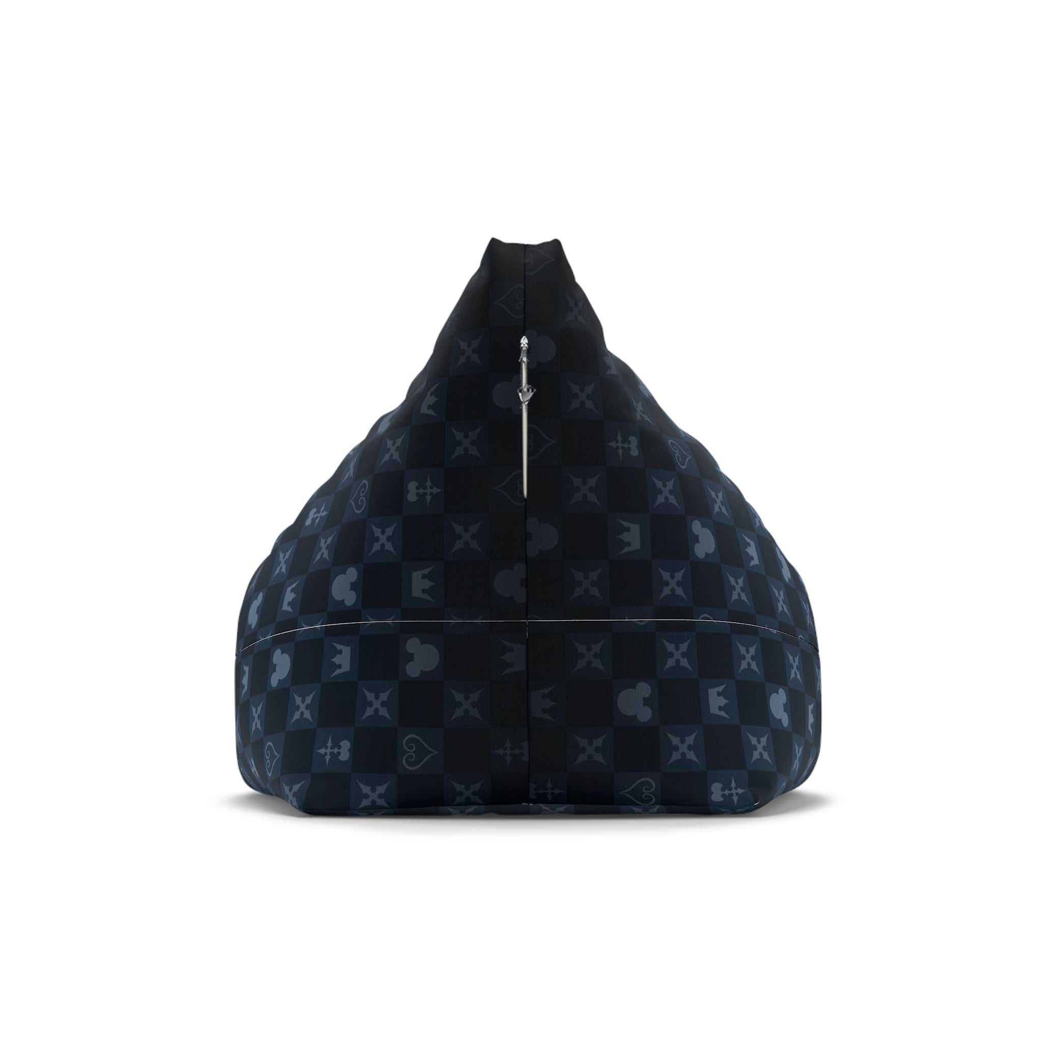 Monogram Crown Pattern Bean Bag Cover | Dark Blue Checker Icons