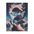 Samurai Girl Moonlight Minky Blanket | Anime Warrior Art