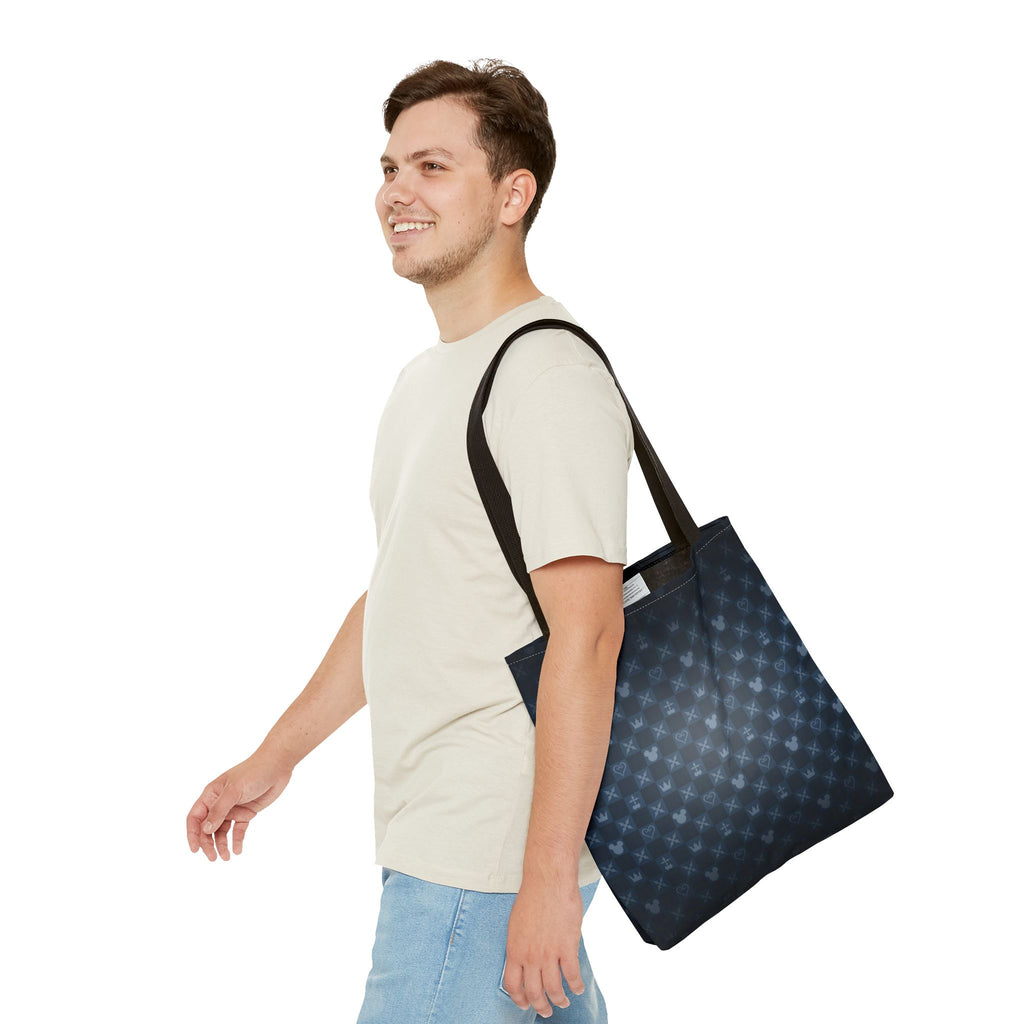 Dark Blue Patterned Monogram Tote | All-Over Print Tote
