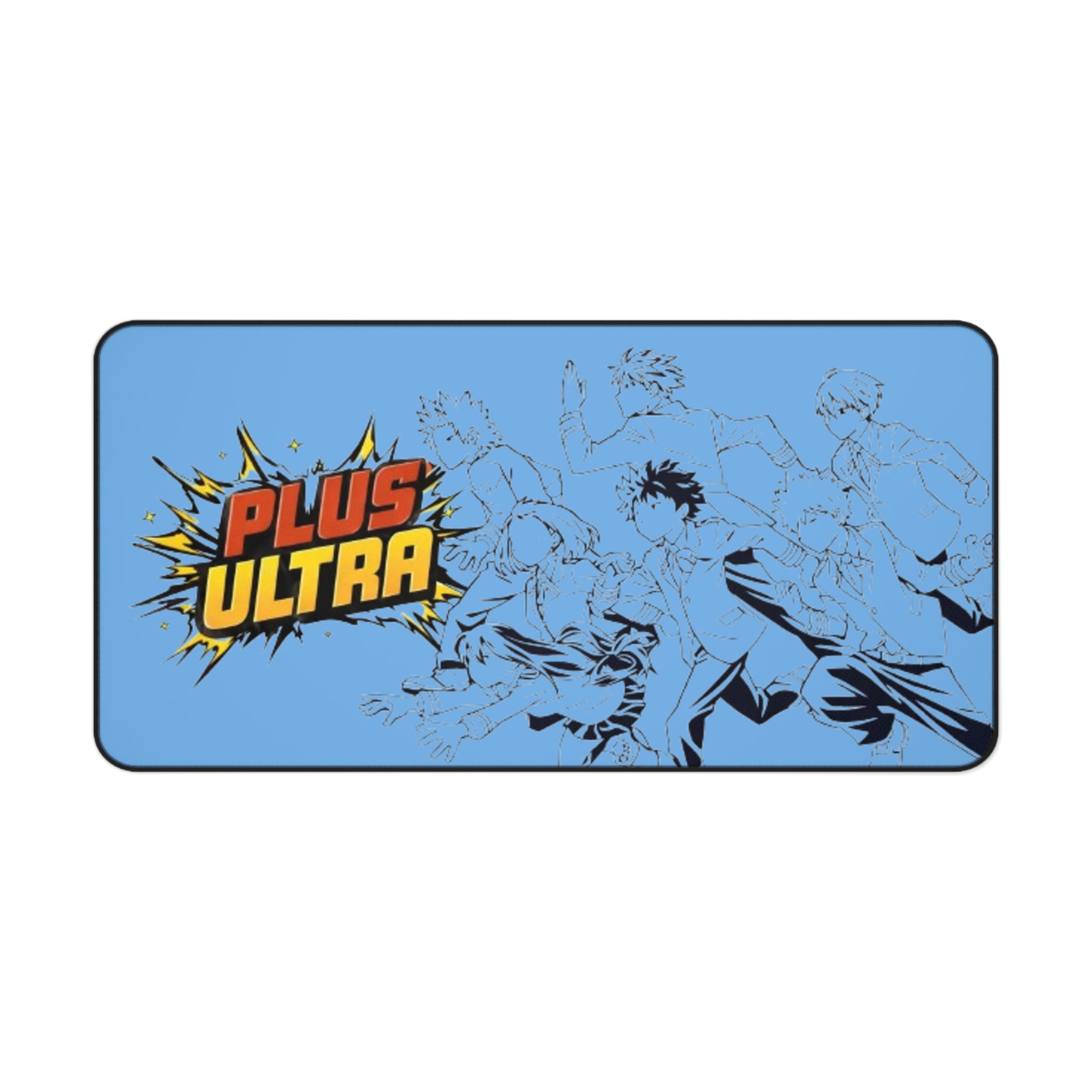 Plus Ultra anime action illustration Desk Mat | blue gaming mouse pad