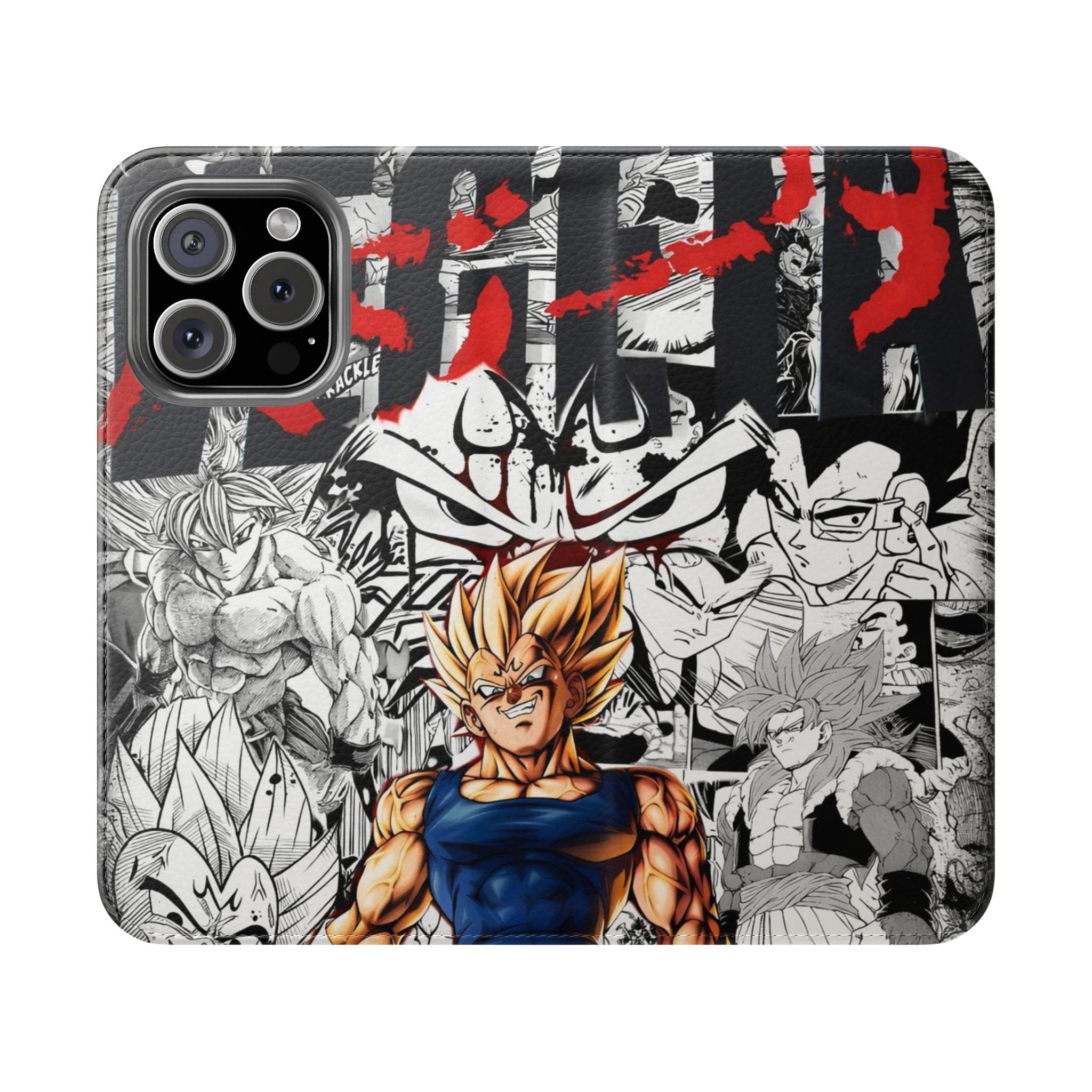 Anime Saiyan Collage Flip Case — Super Saiyan Goku Phone Wallet
