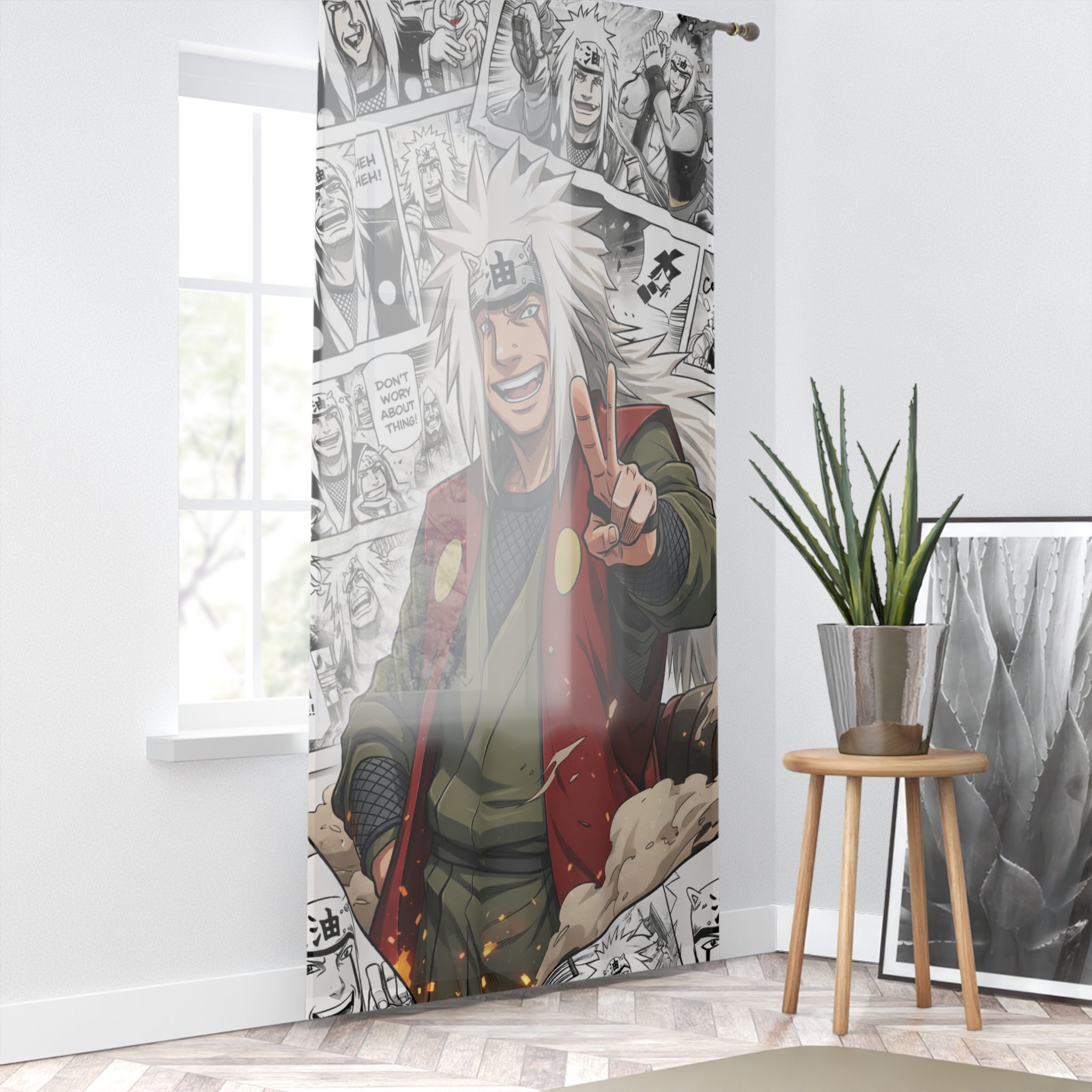 Anime Window Curtain — Jiraiya Manga Collage Panel Design