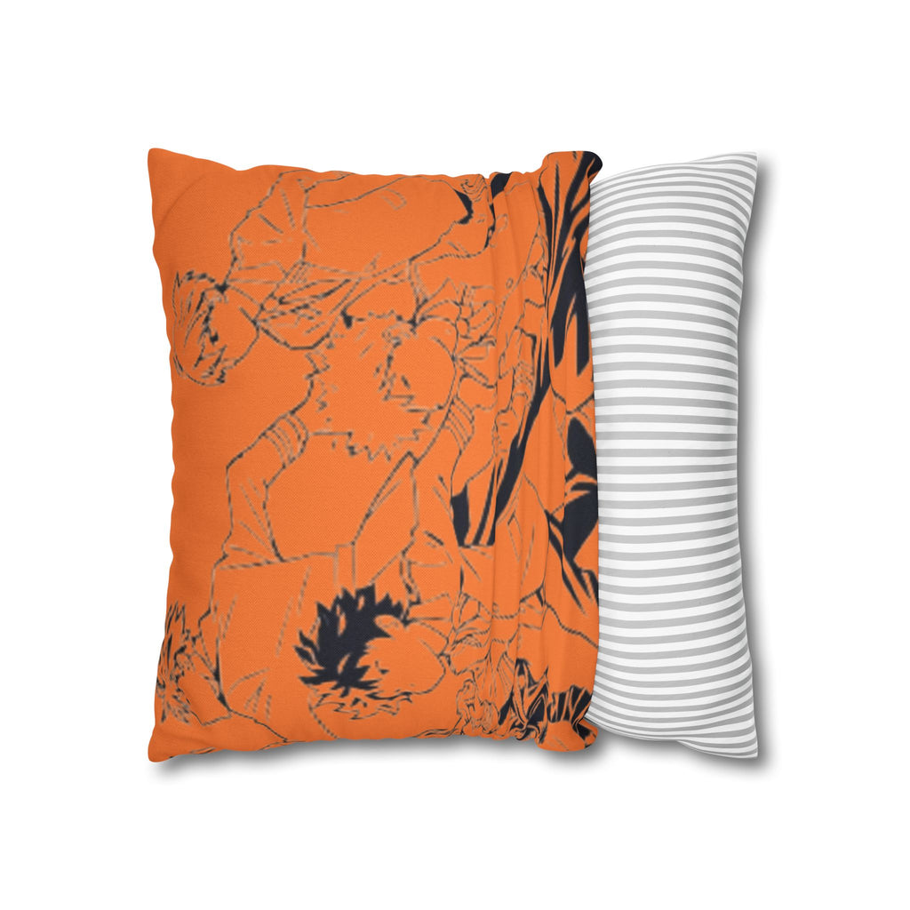 Plus Ultra Pillowcase | Comic Pop Art Typography, Orange Square Pillow