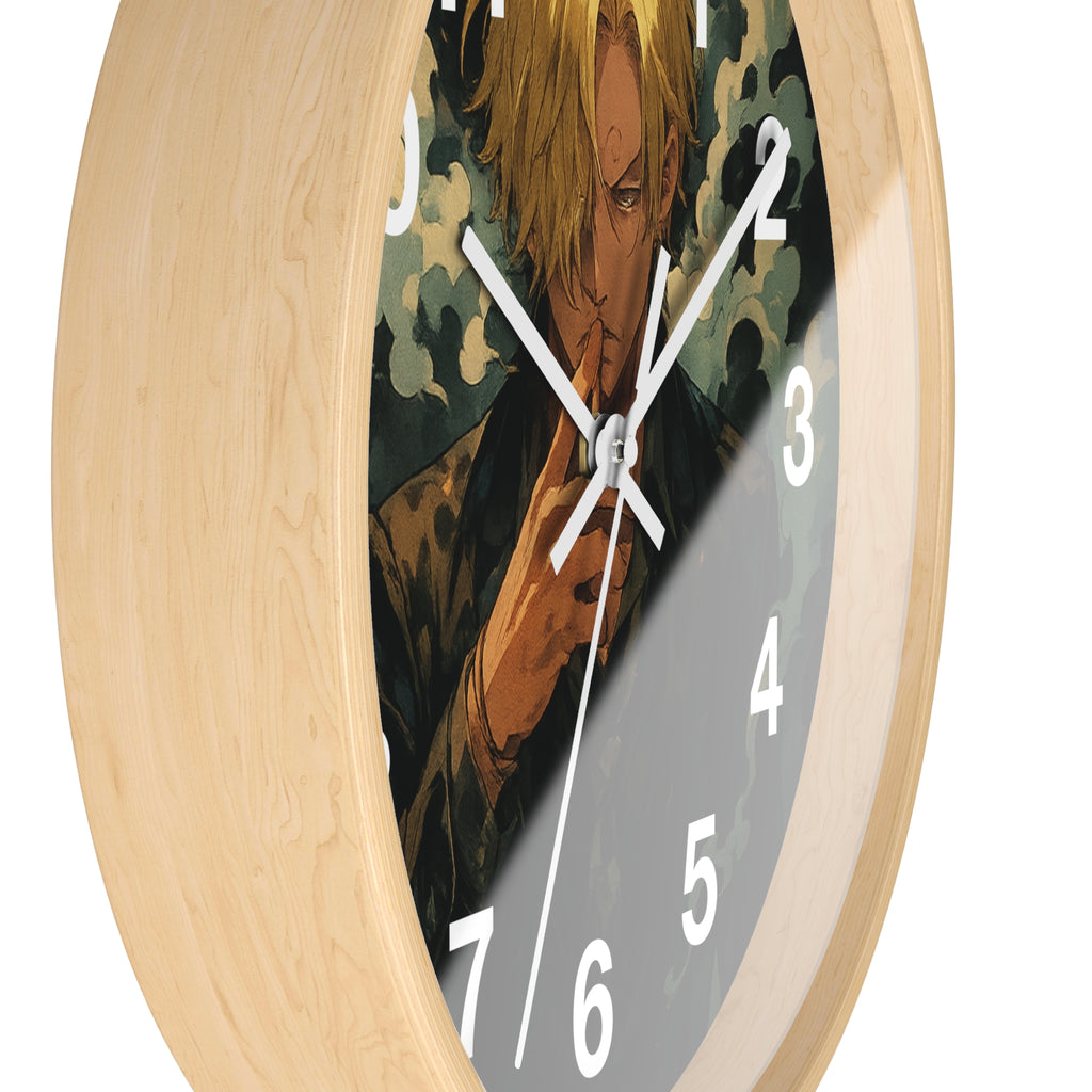 Blond Anime Man Smoking Wall Clock | Illustrated Character, Dark Moody Art