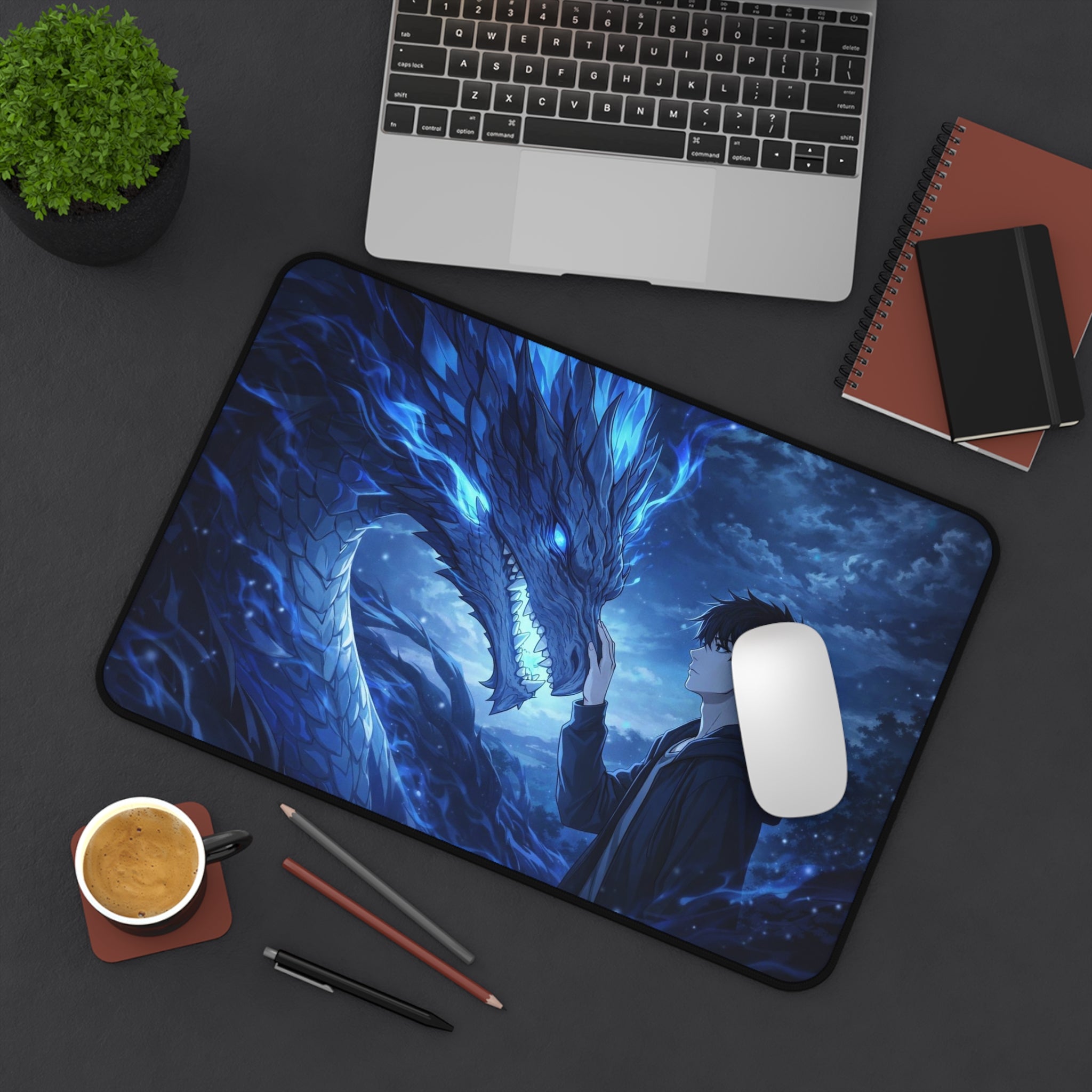 Dragon Bond Desk Mat — Anime Blue Dragon Gaming Mouse Pad