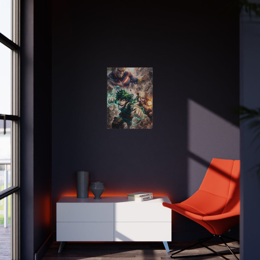 Anime Action Foam Board Poster — Dynamic Hero Trio Wall Art