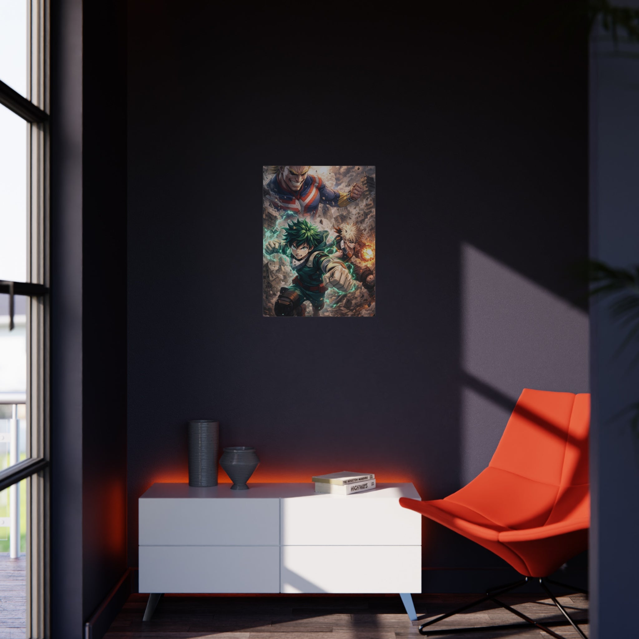 Anime Action Foam Board Poster — Dynamic Hero Trio Wall Art