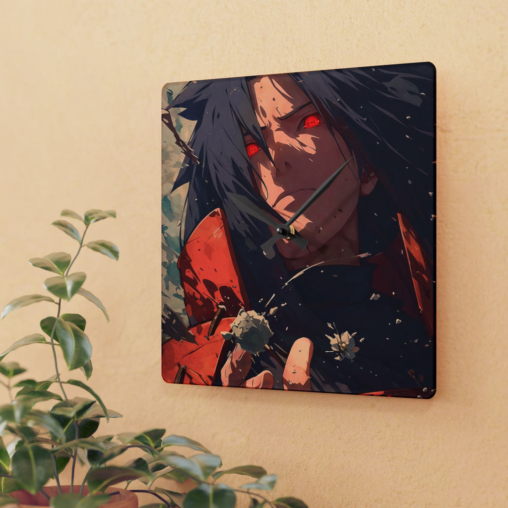 Anime Wall Clock — Red-Eyed Dark Hero Acrylic Clock
