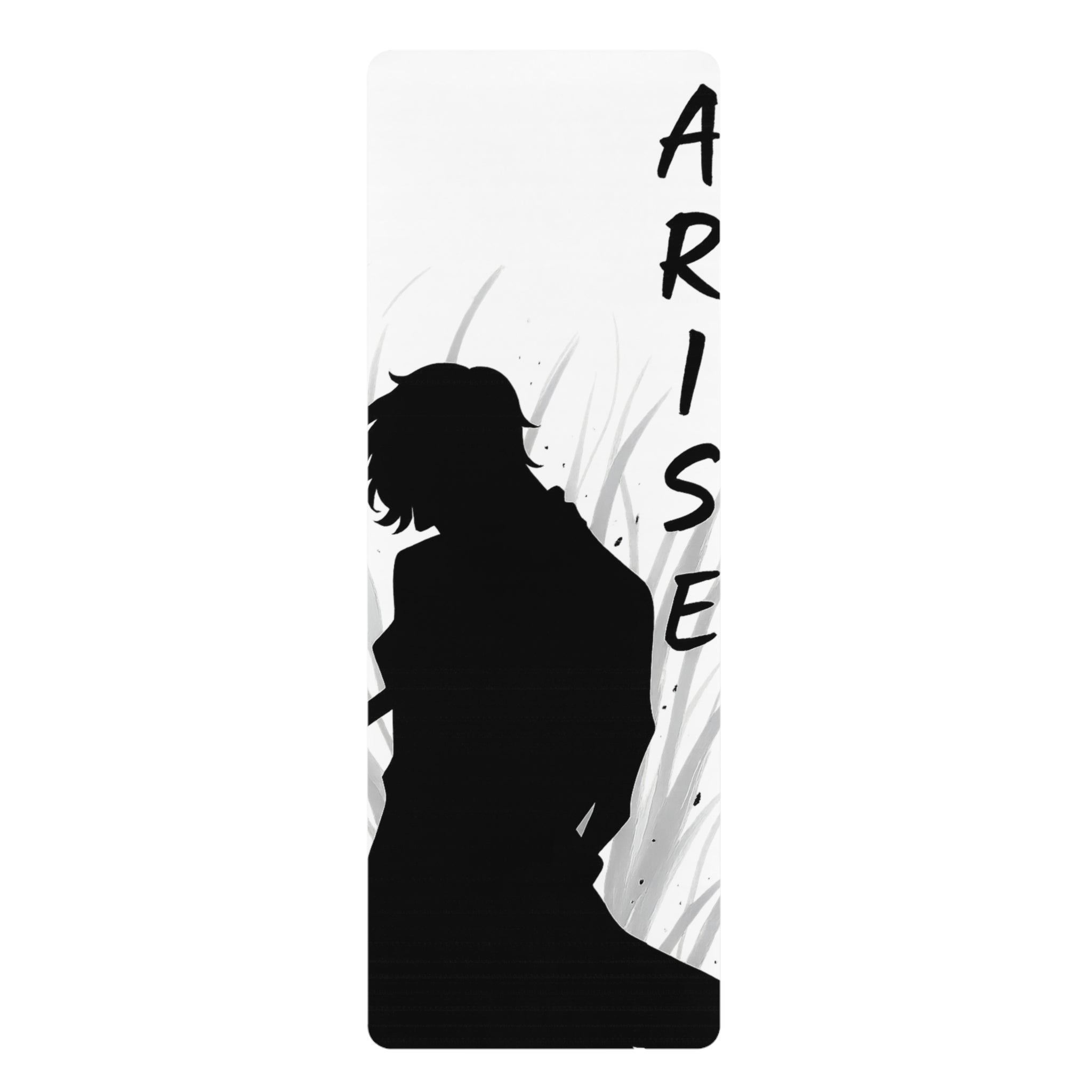 Silhouette Warrior Arise Rubber Yoga Mat | Anime Noir Meditation Mat