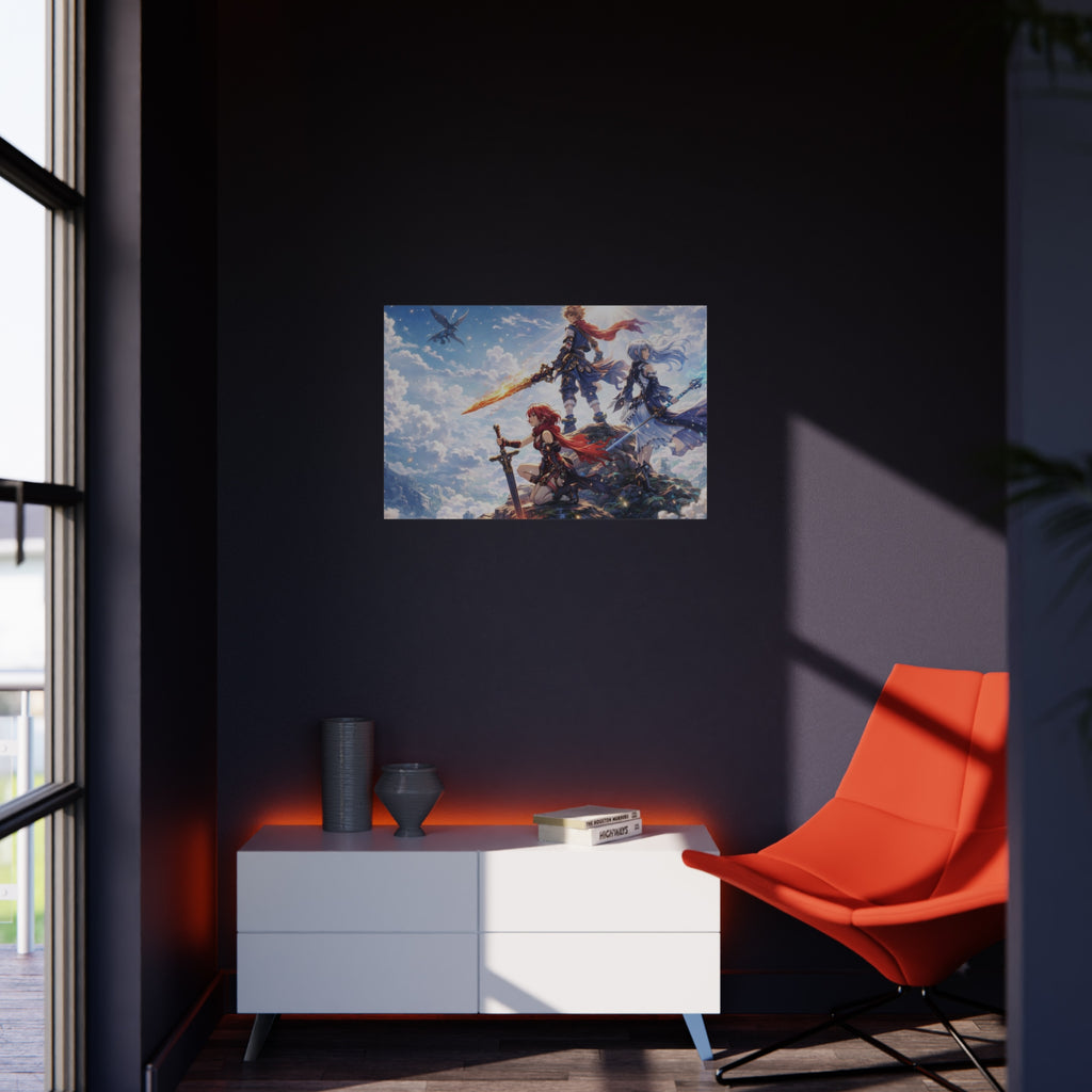 Fantasy RPG Heroes Foam Board | Sword, Sky, Epic Adventure Scene
