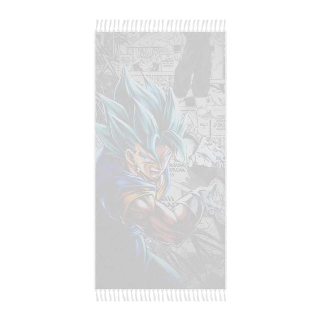 Blue Super Saiyan Character Beach Towel | Boho Fringe Sarong